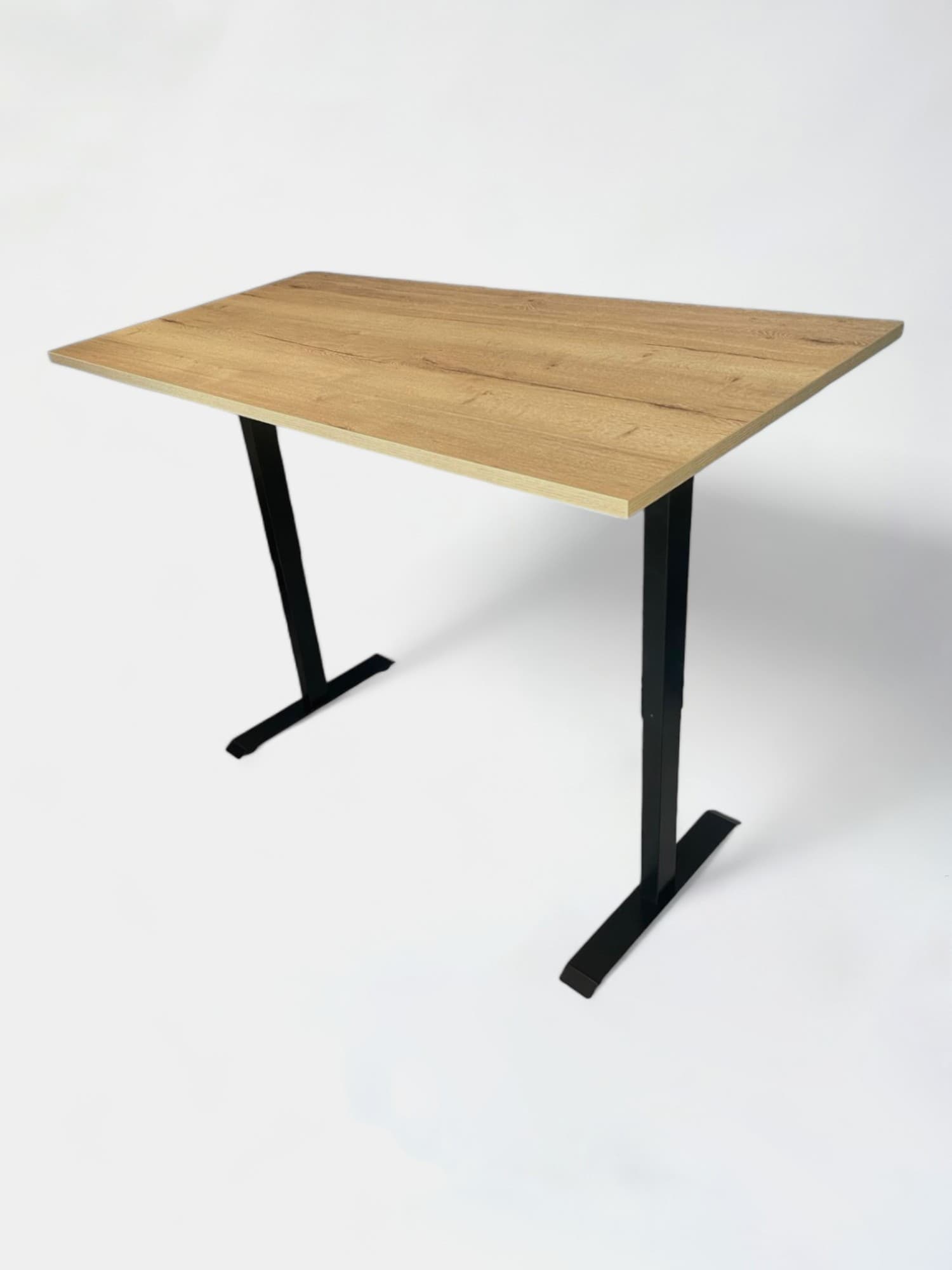160cm Natural Wood Adjustable Desk with Black Metal Legs and Digital Control Panel-0