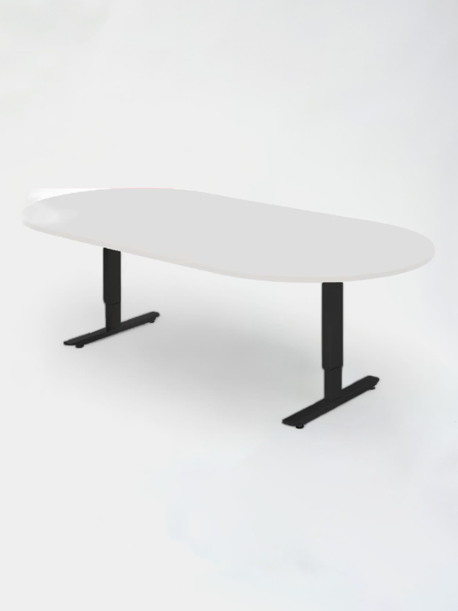 Oval meeting table, white top, black legs-0