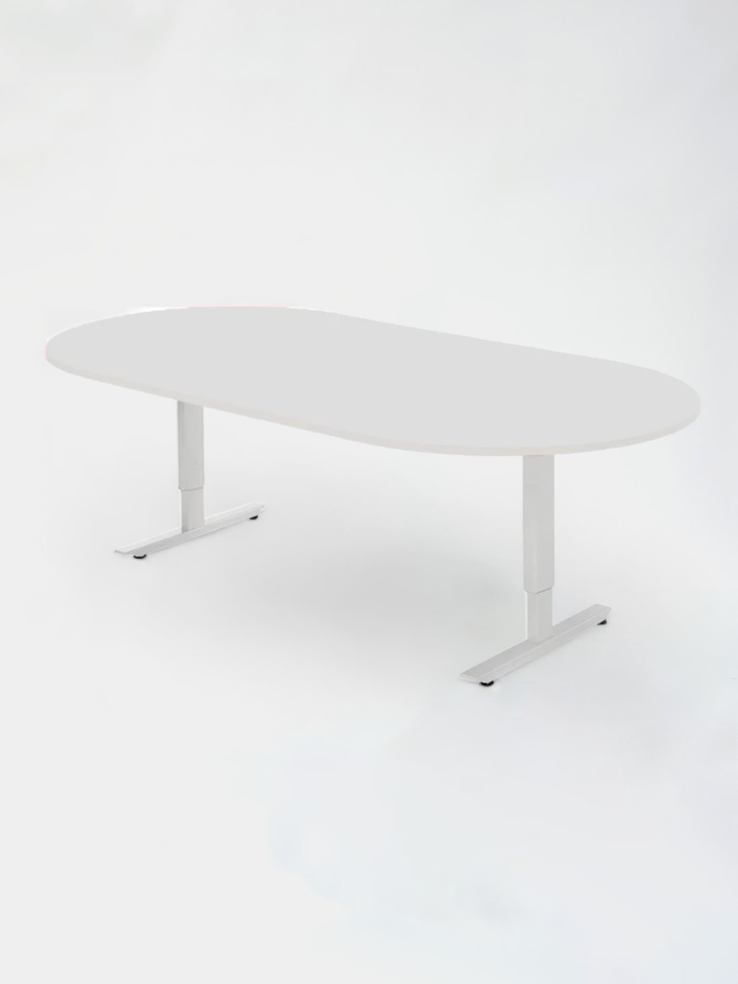 Oval meeting table, white top, white legs-0