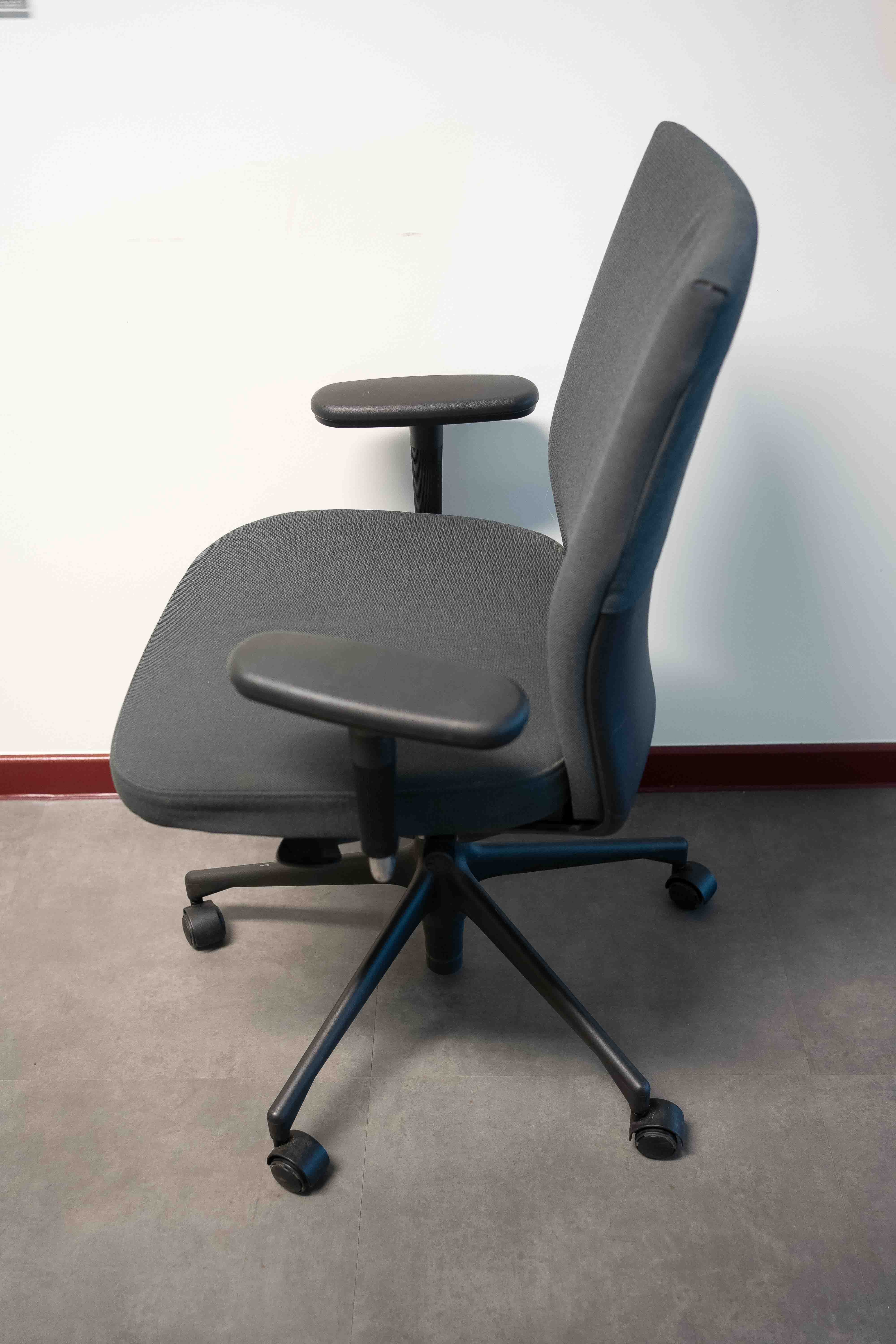 Wilkhan dark Grey office chair on black wheels-1