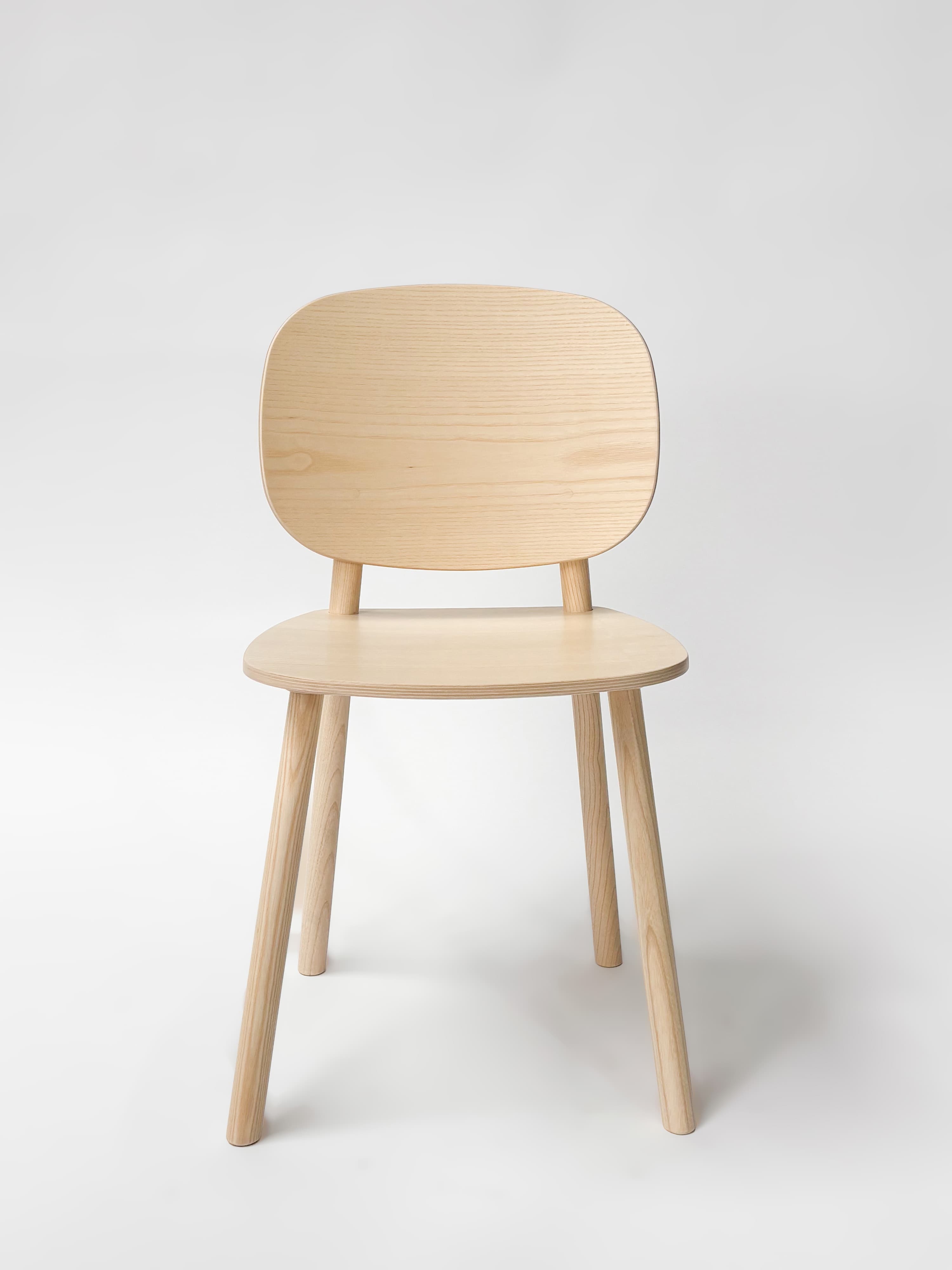 CRUSO Natural Ashwood Oak Wood Dining Chair-1