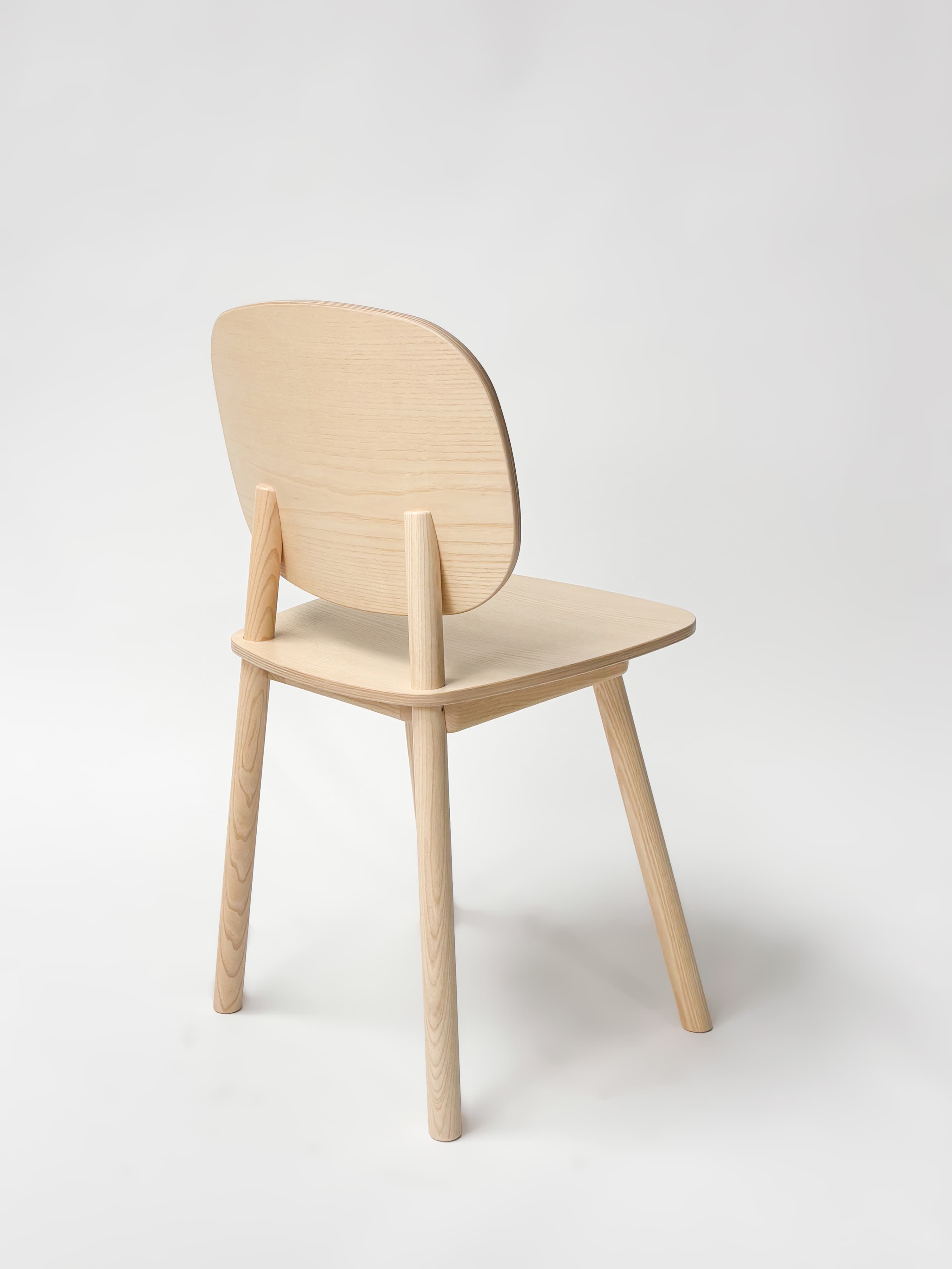 CRUSO Natural Ashwood Oak Wood Dining Chair-3