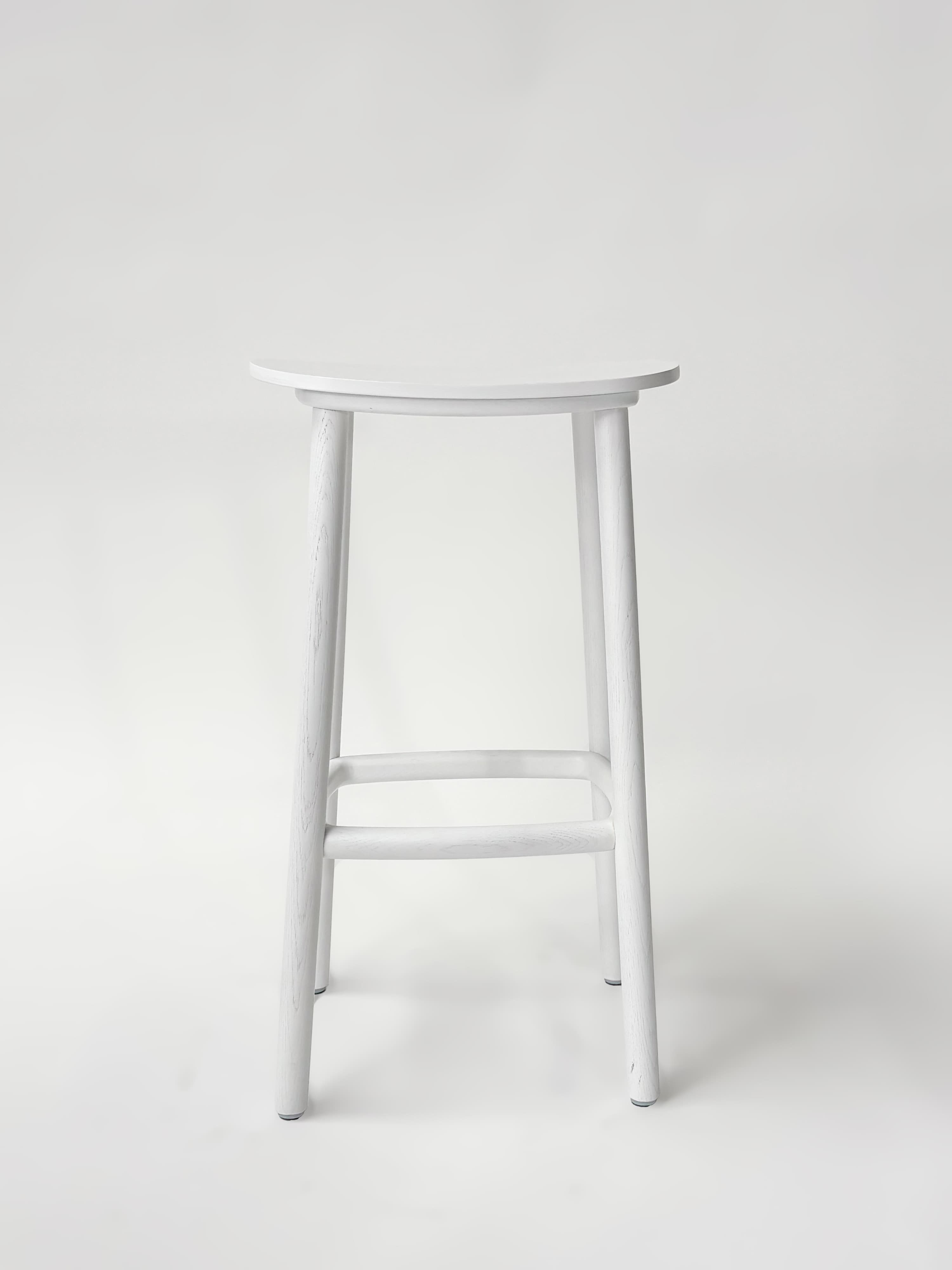 CRUSO White Wooden Stool - 75cm-1