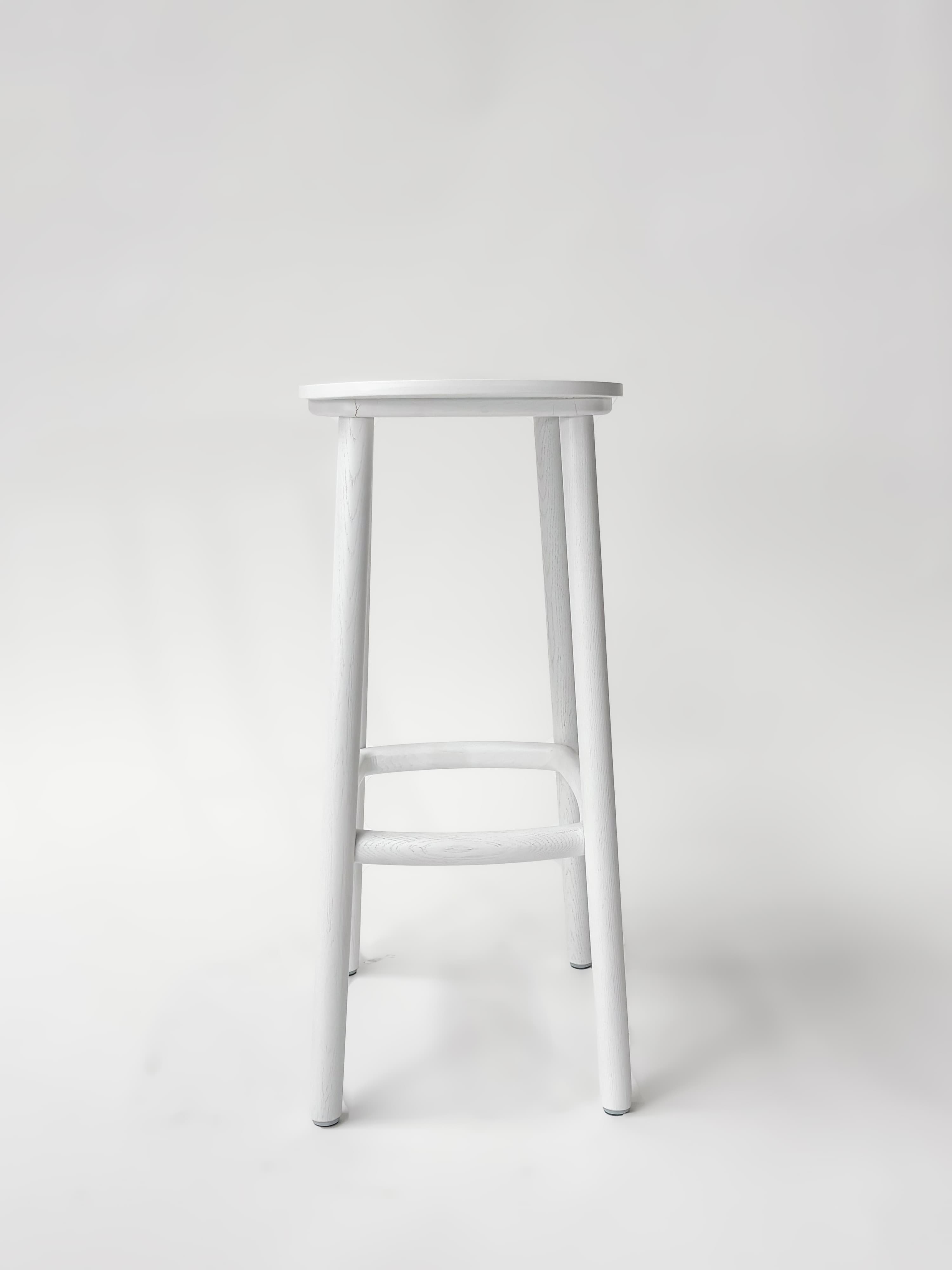 CRUSO White Wooden Stool - 75cm-2