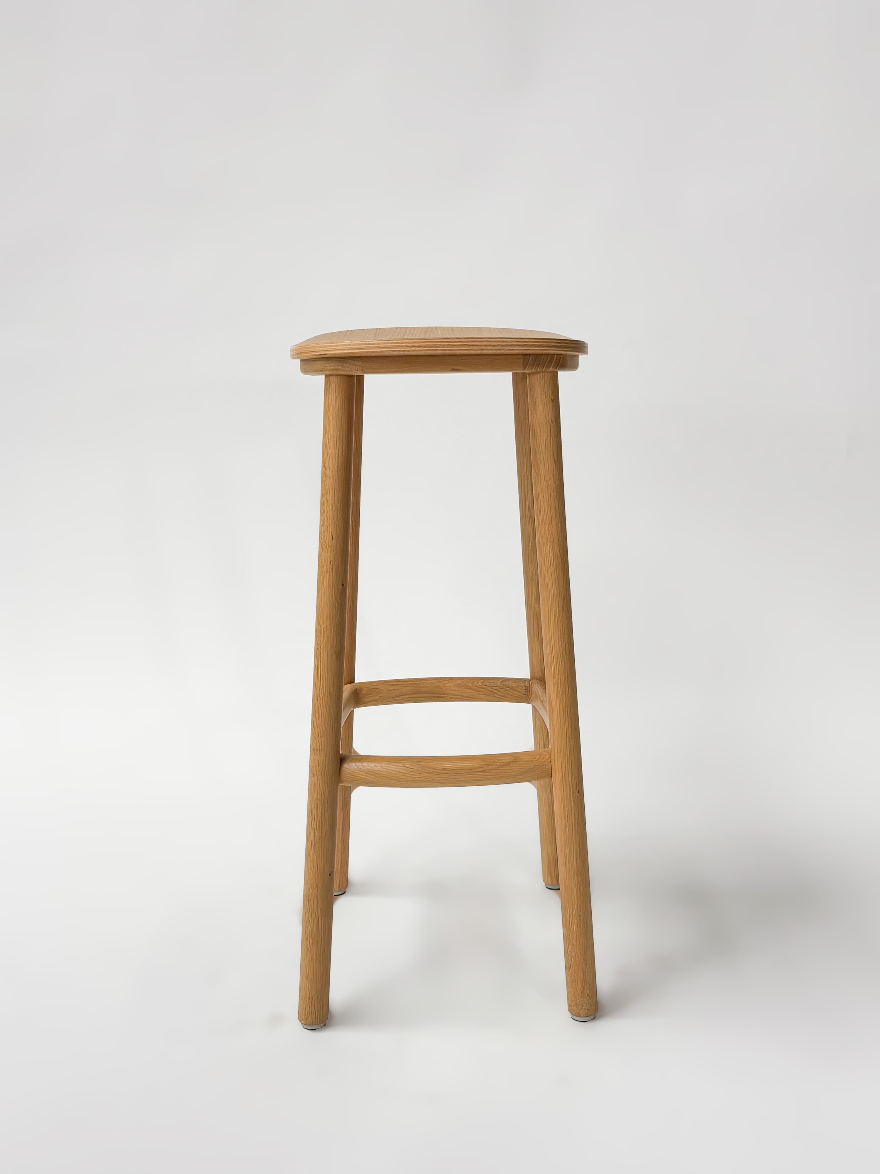 CRUSO Natural Oak Wood Stool - 75cm-2