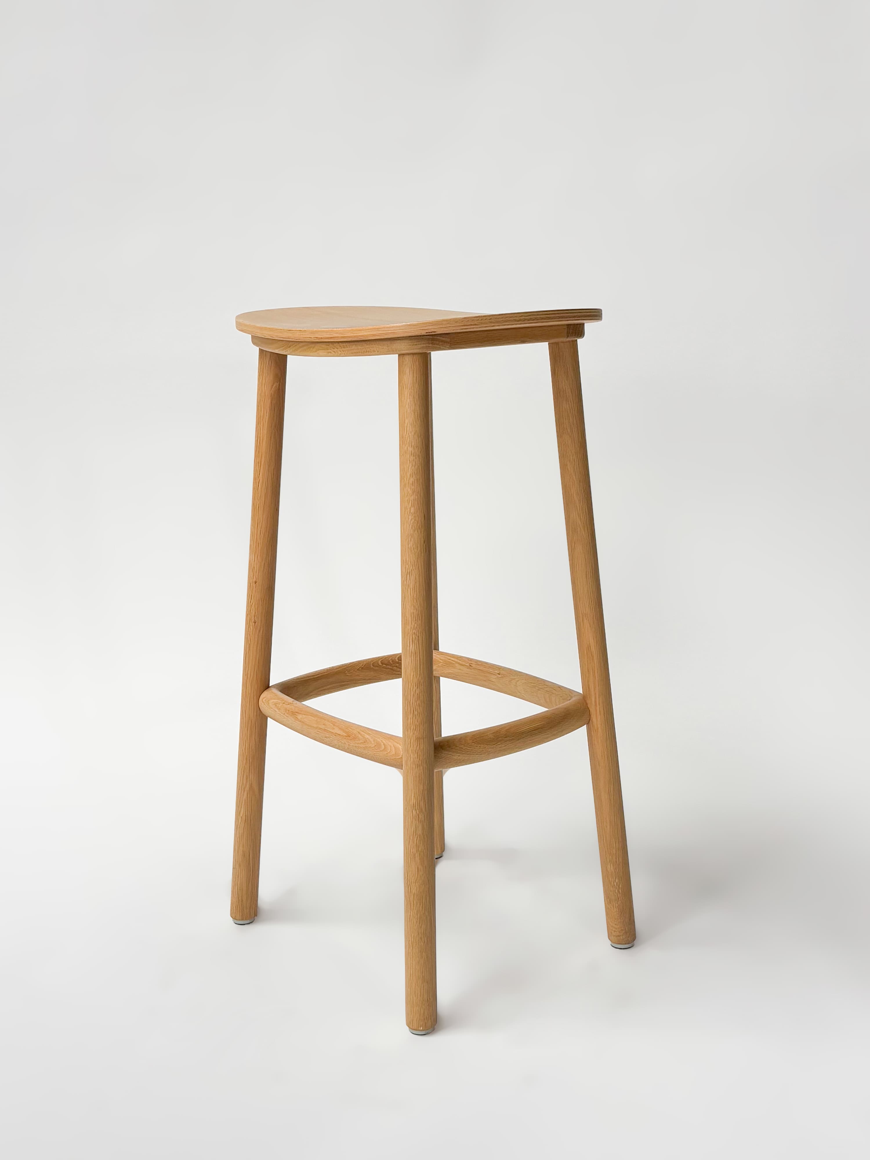 CRUSO Natural Oak Wood Stool - 75cm-3