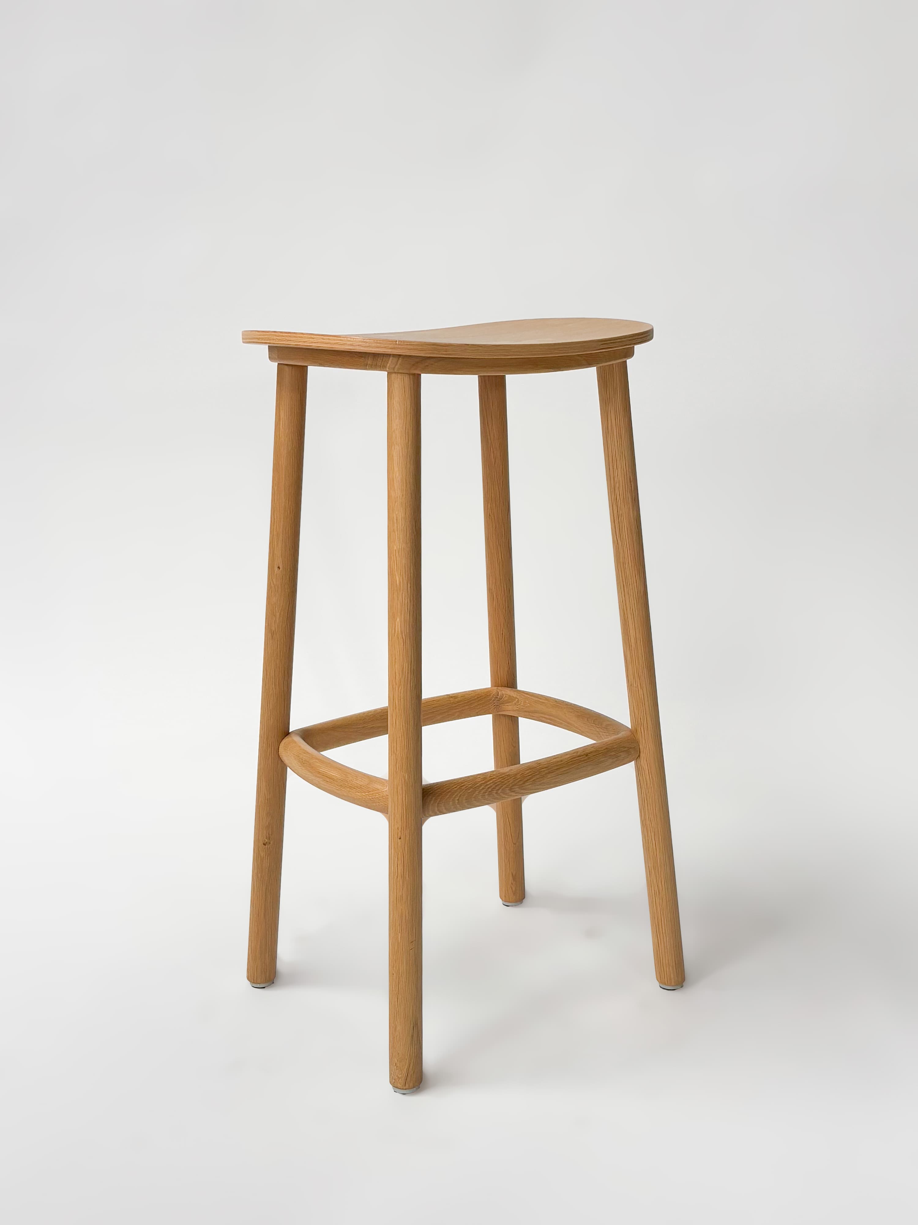 CRUSO Natural Oak Wood Stool - 75cm-0