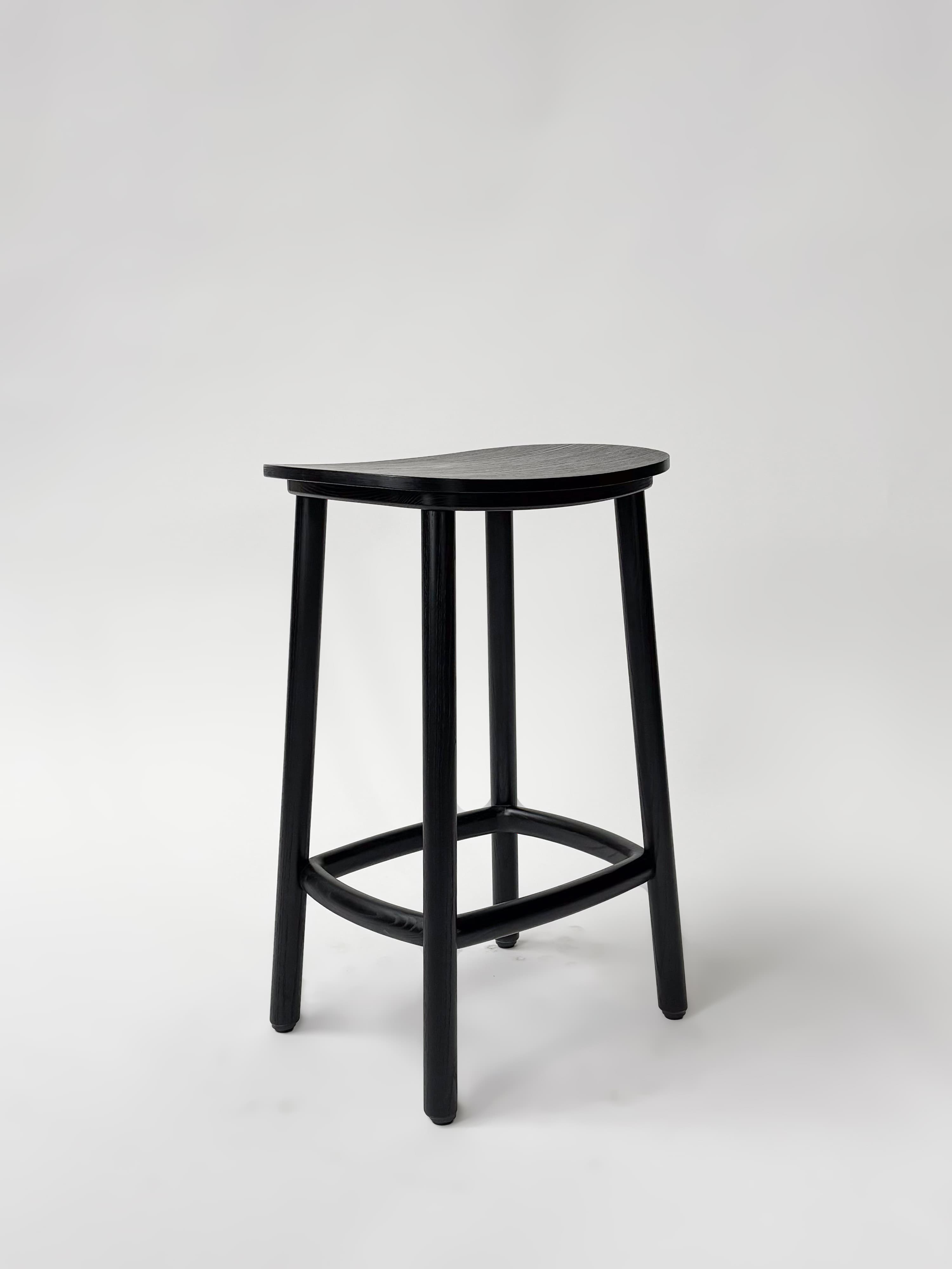CRUSO Wooden Black Oak Stool - 65cm-0