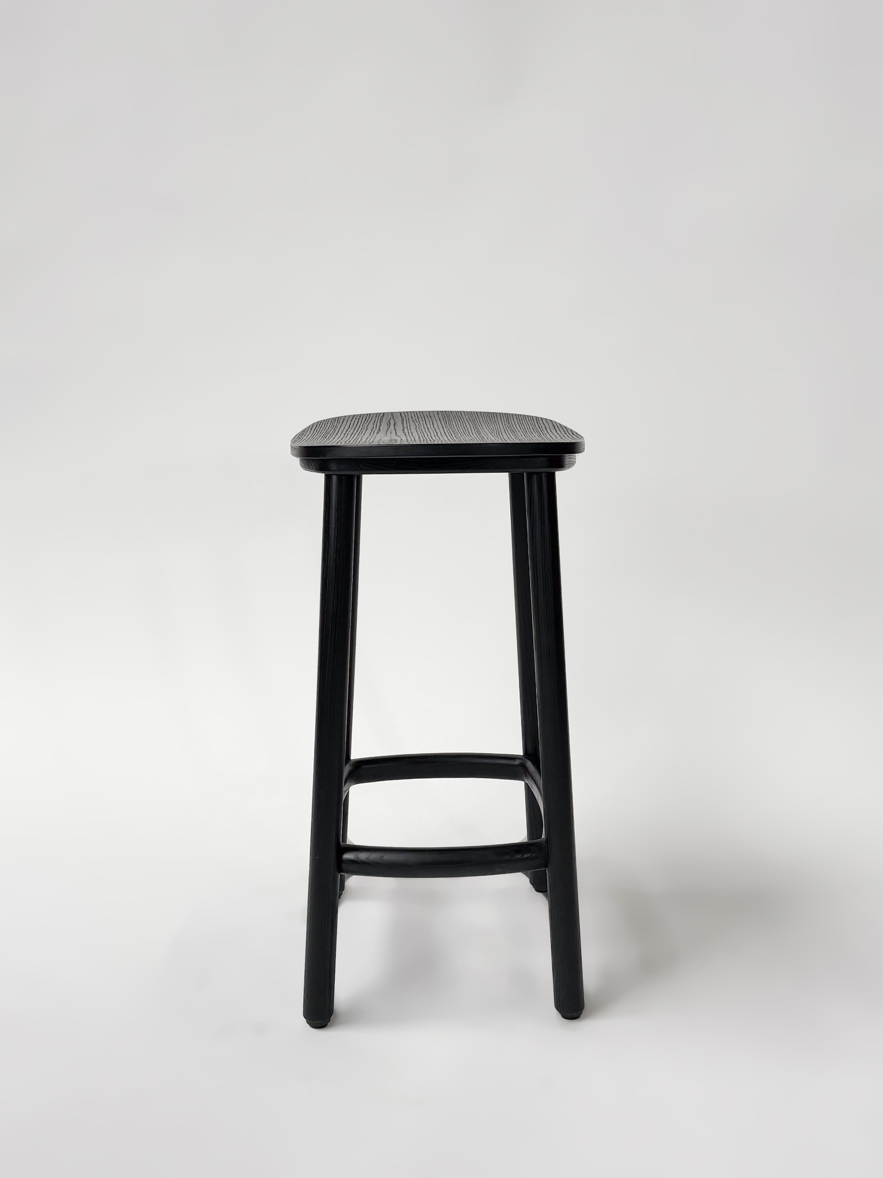 CRUSO Wooden Black Oak Stool - 65cm-2