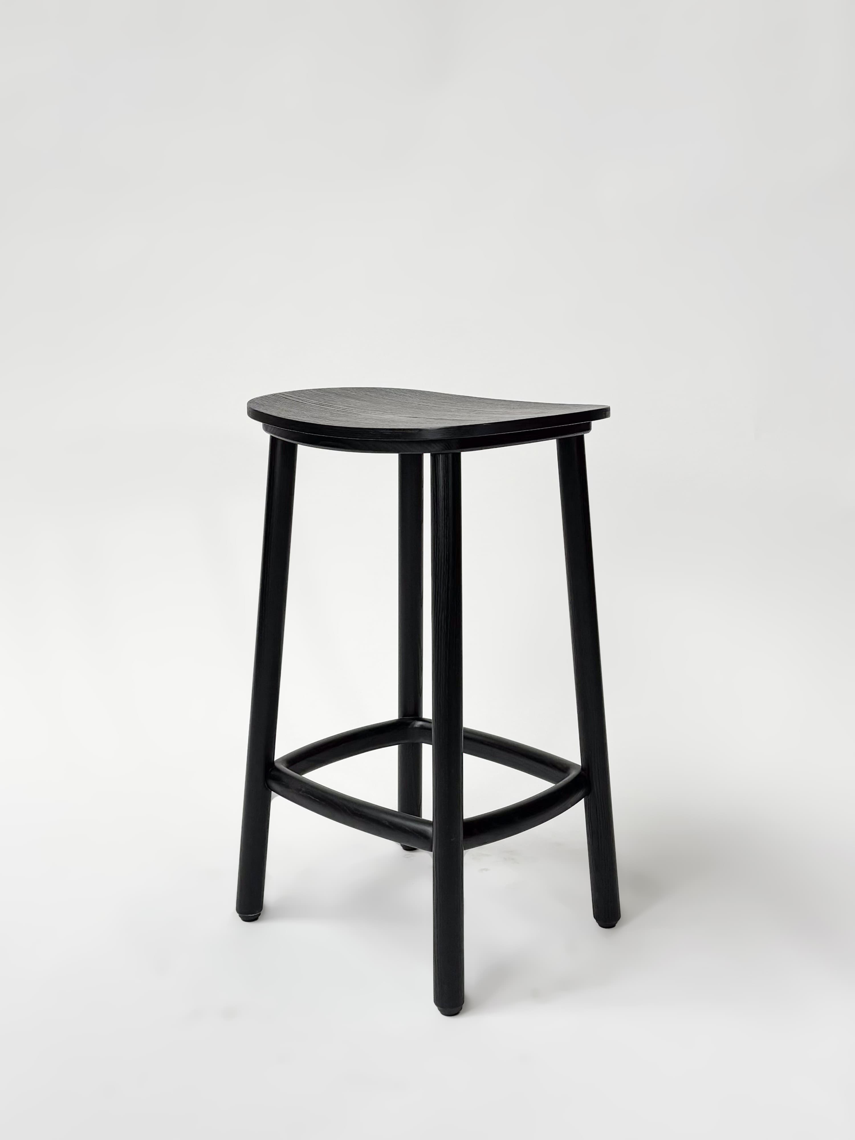 CRUSO Wooden Black Oak Stool - 65cm-3