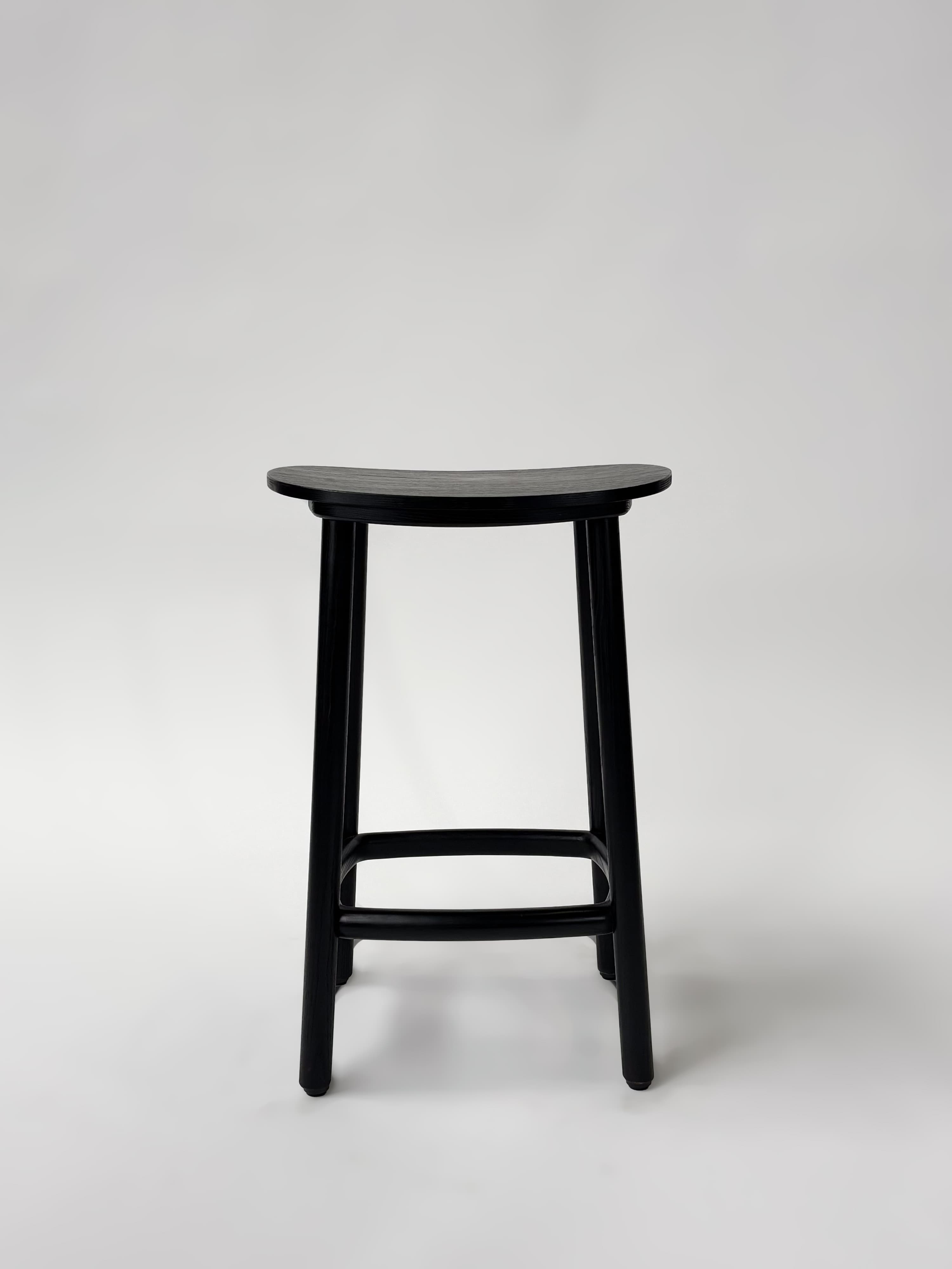 CRUSO Wooden Black Oak Stool - 65cm-1