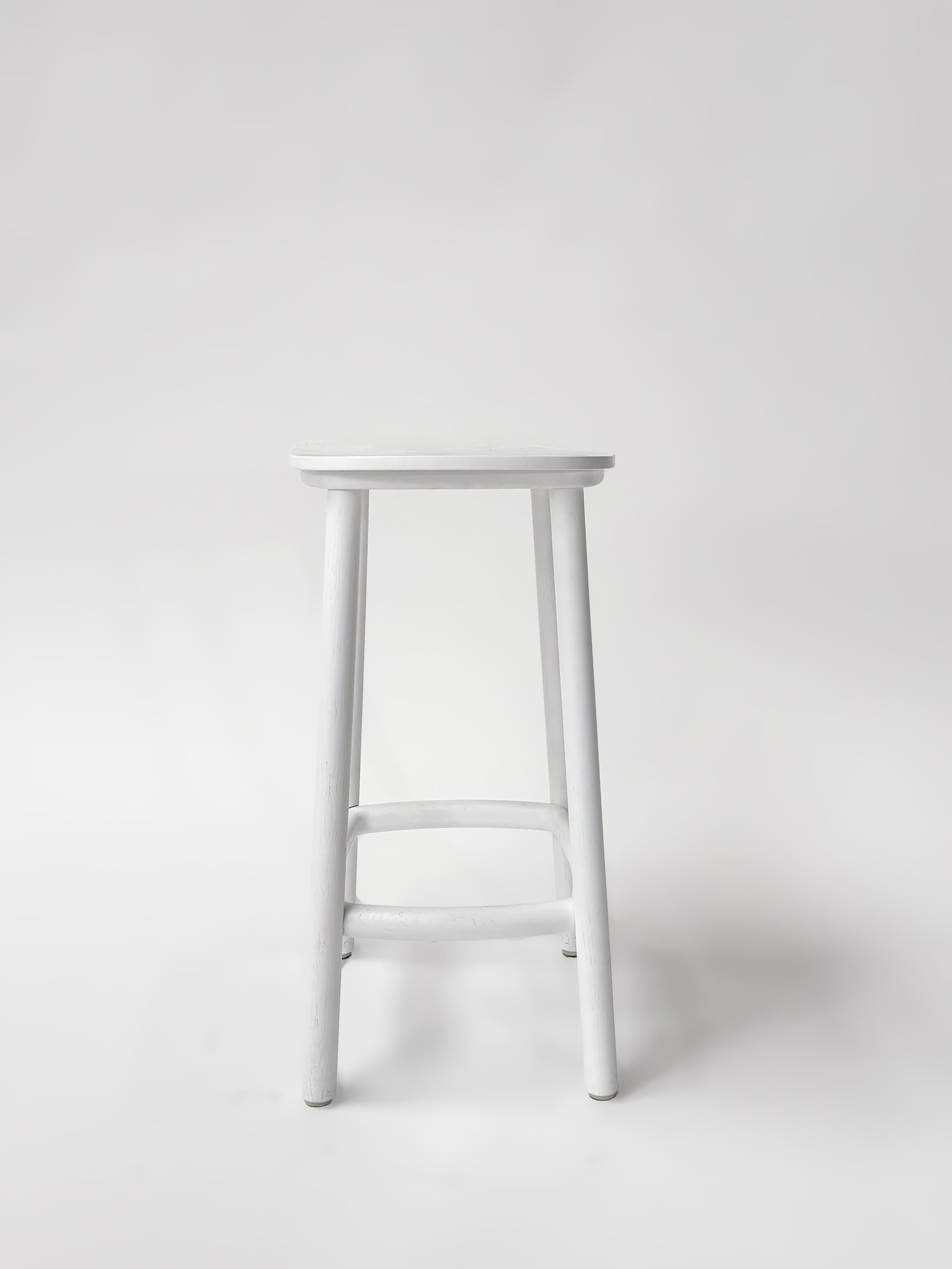 CRUSO Wooden White Oak Stool - 65cm-2