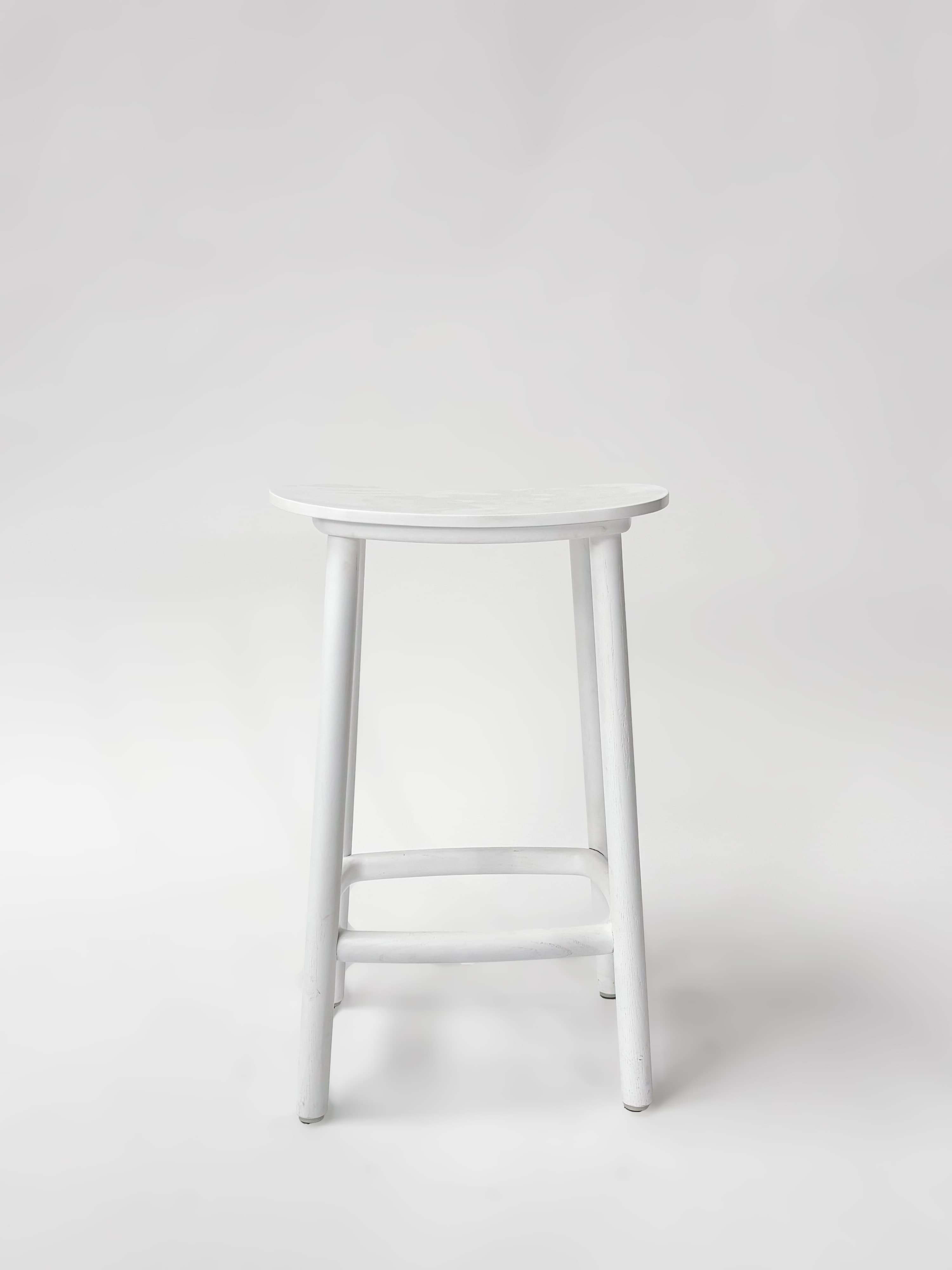 CRUSO Wooden White Oak Stool - 65cm-1