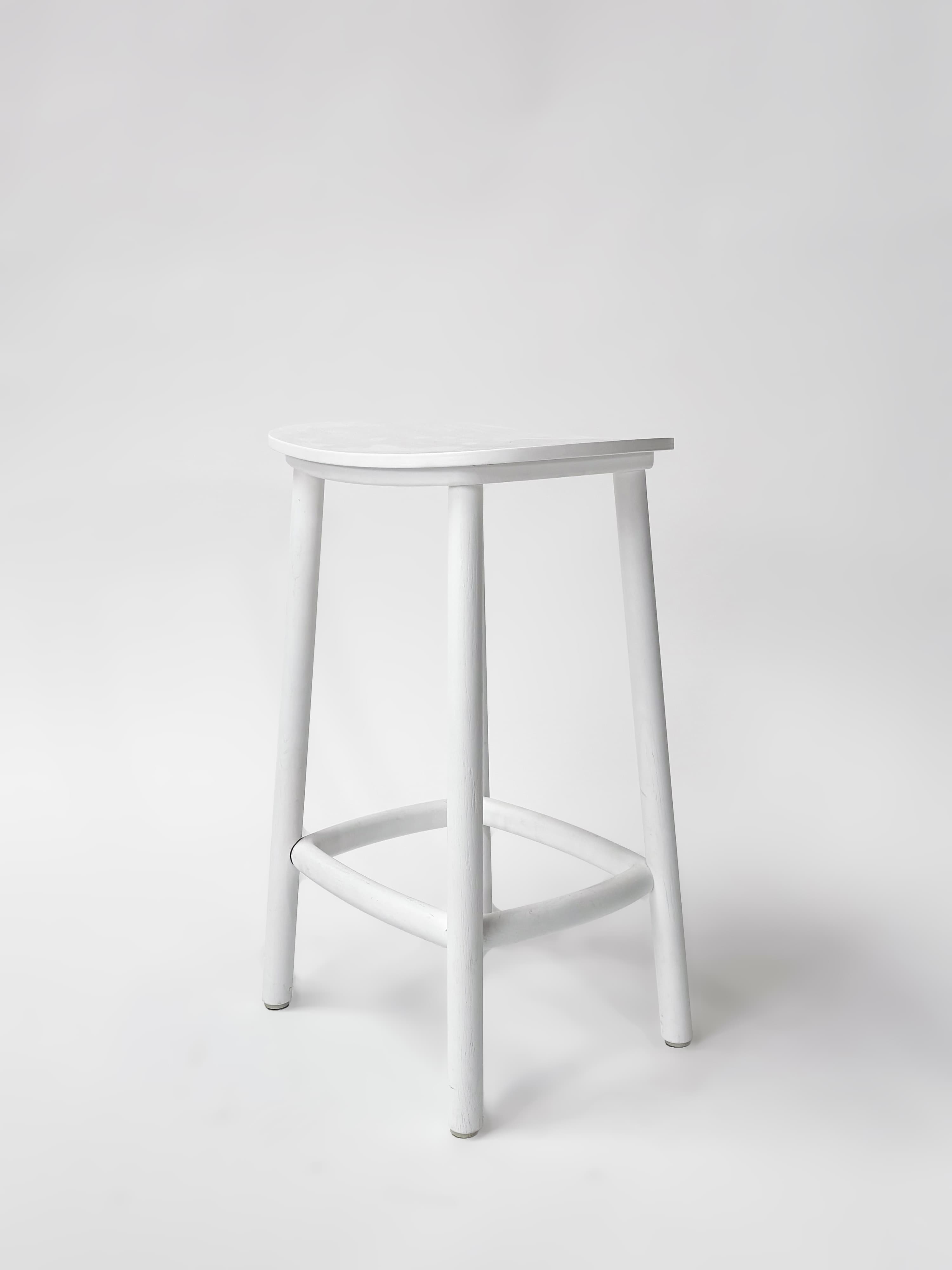 CRUSO Wooden White Oak Stool - 65cm-3