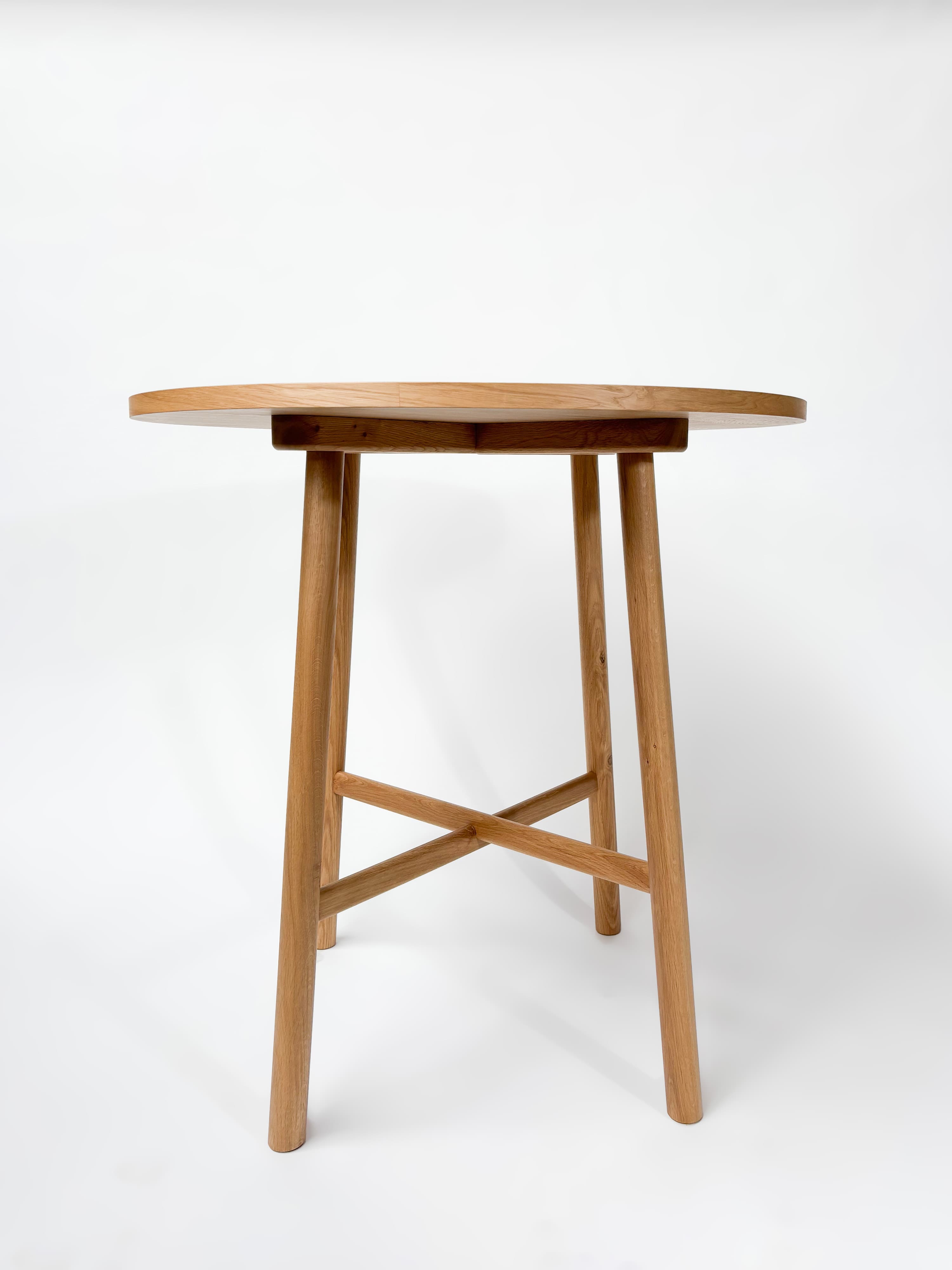 CRUSO Natural Oak High Wooden Round Table - 90cm-2