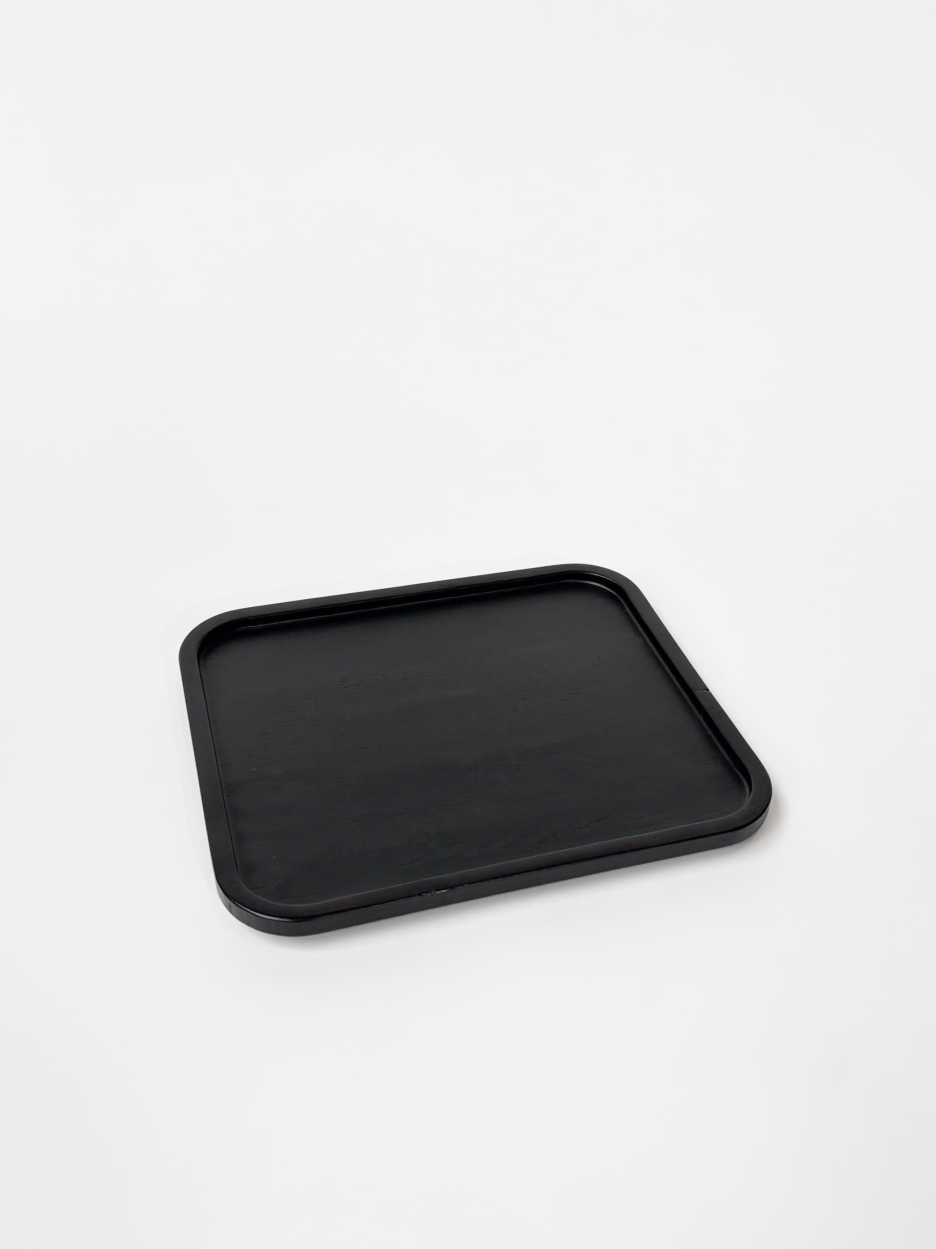 CRUSO Black Oak Wooden Tray - 28cm-1