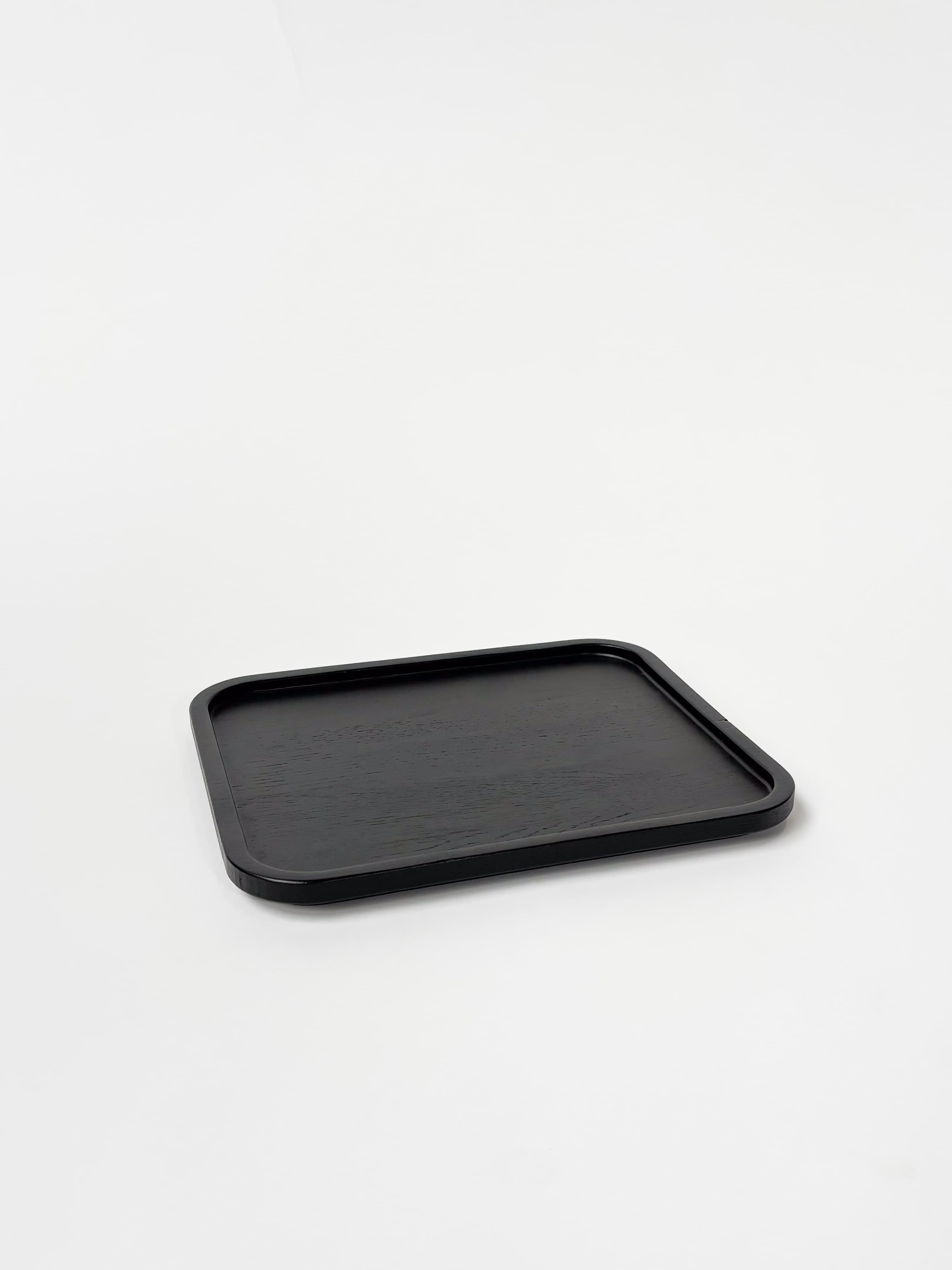 CRUSO Black Oak Wooden Tray - 28cm-0