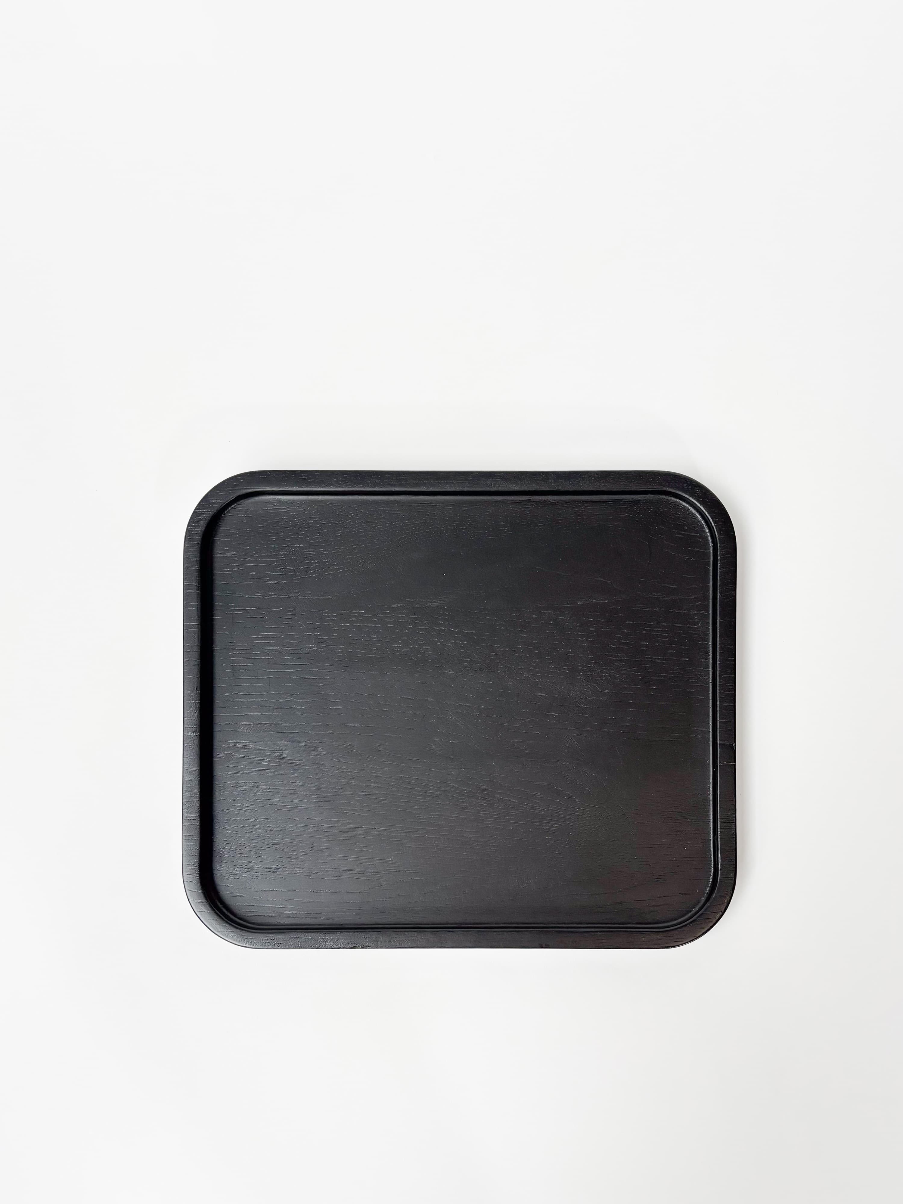 CRUSO Black Oak Wooden Tray - 28cm-3