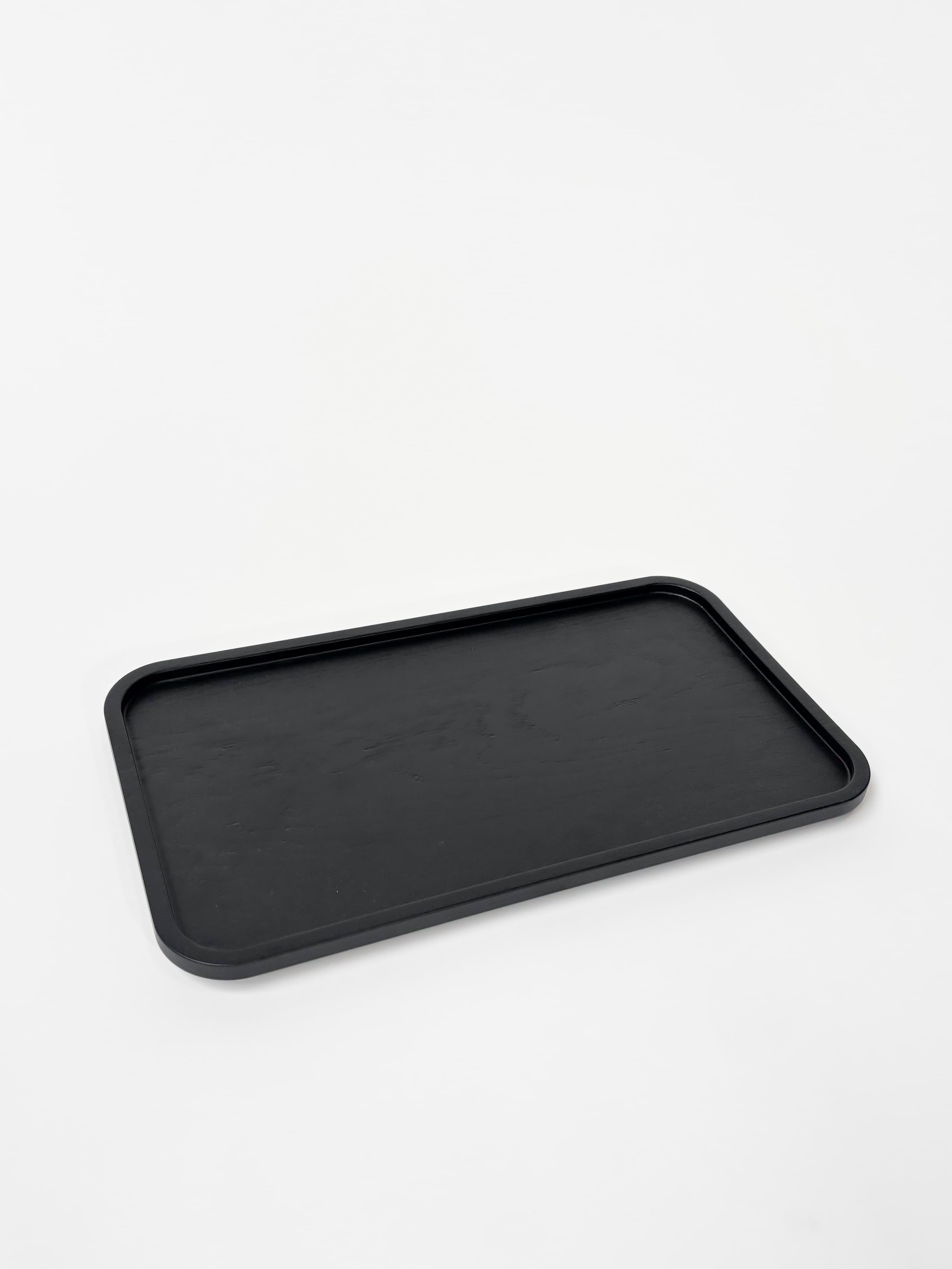 CRUSO Black Oak Wooden Tray - 42cm-1