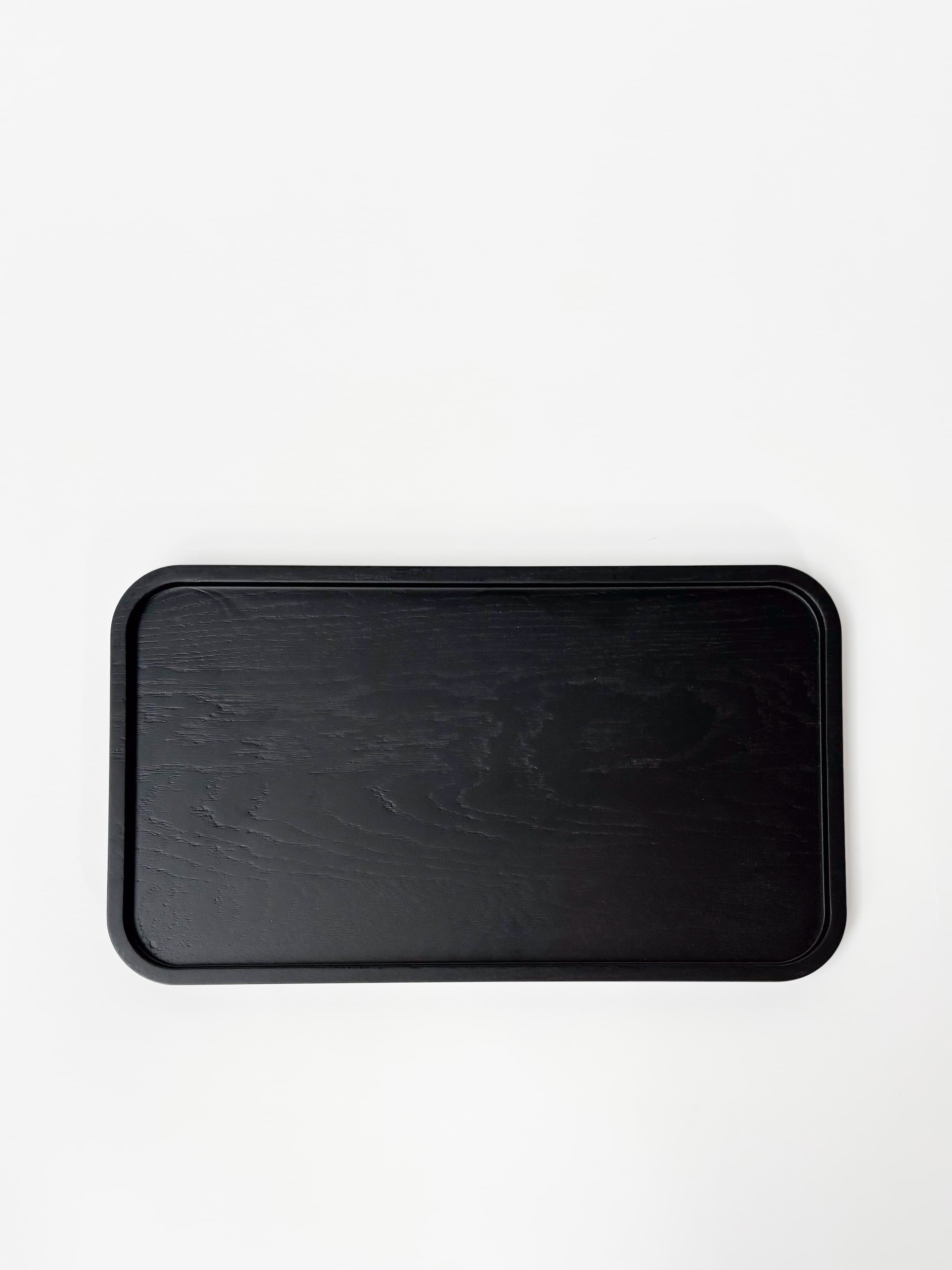 CRUSO Black Oak Wooden Tray - 42cm-2