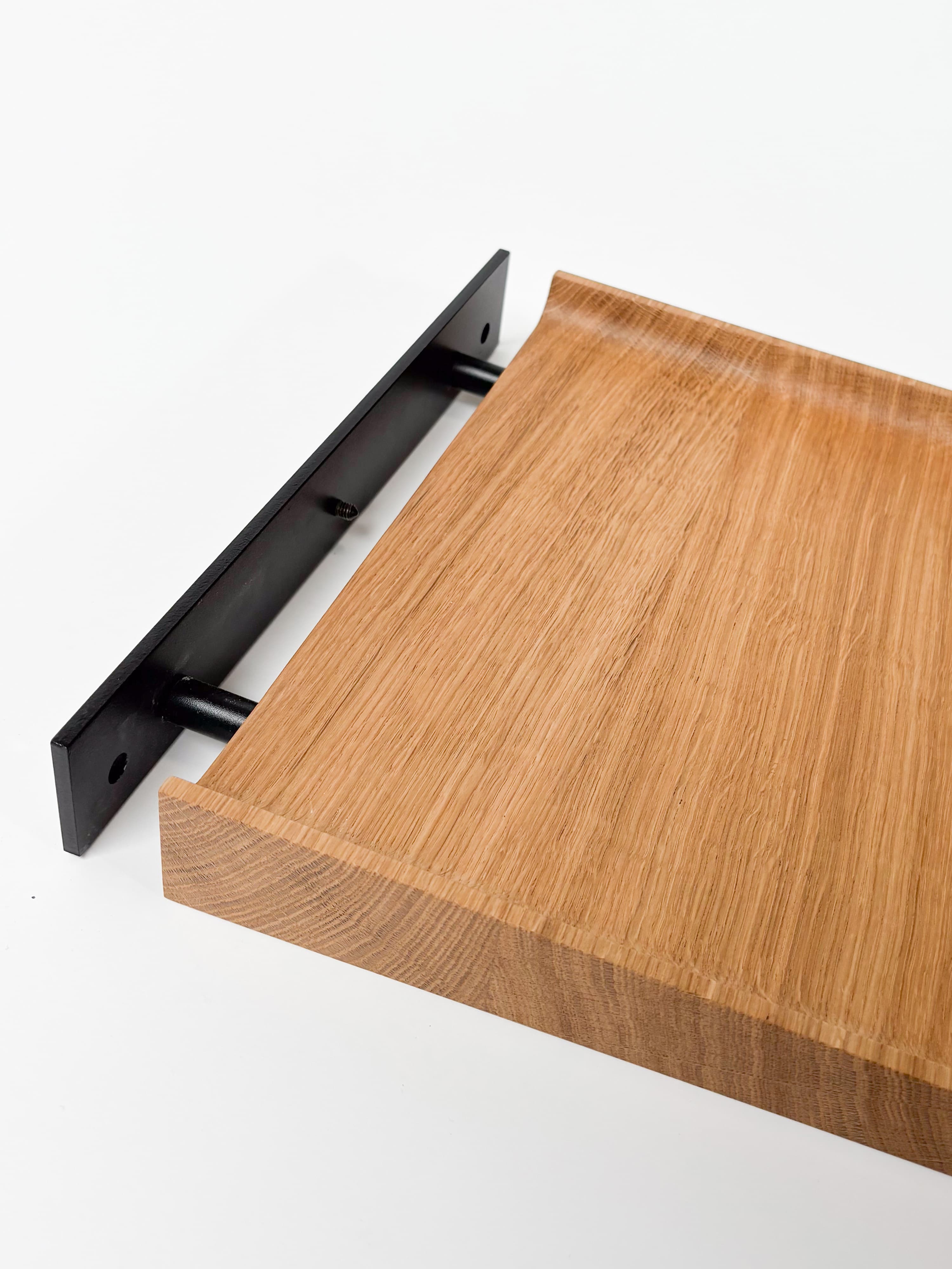 CRUSO Natural Oak Shelf with Black Metal Mount - 30cm-4
