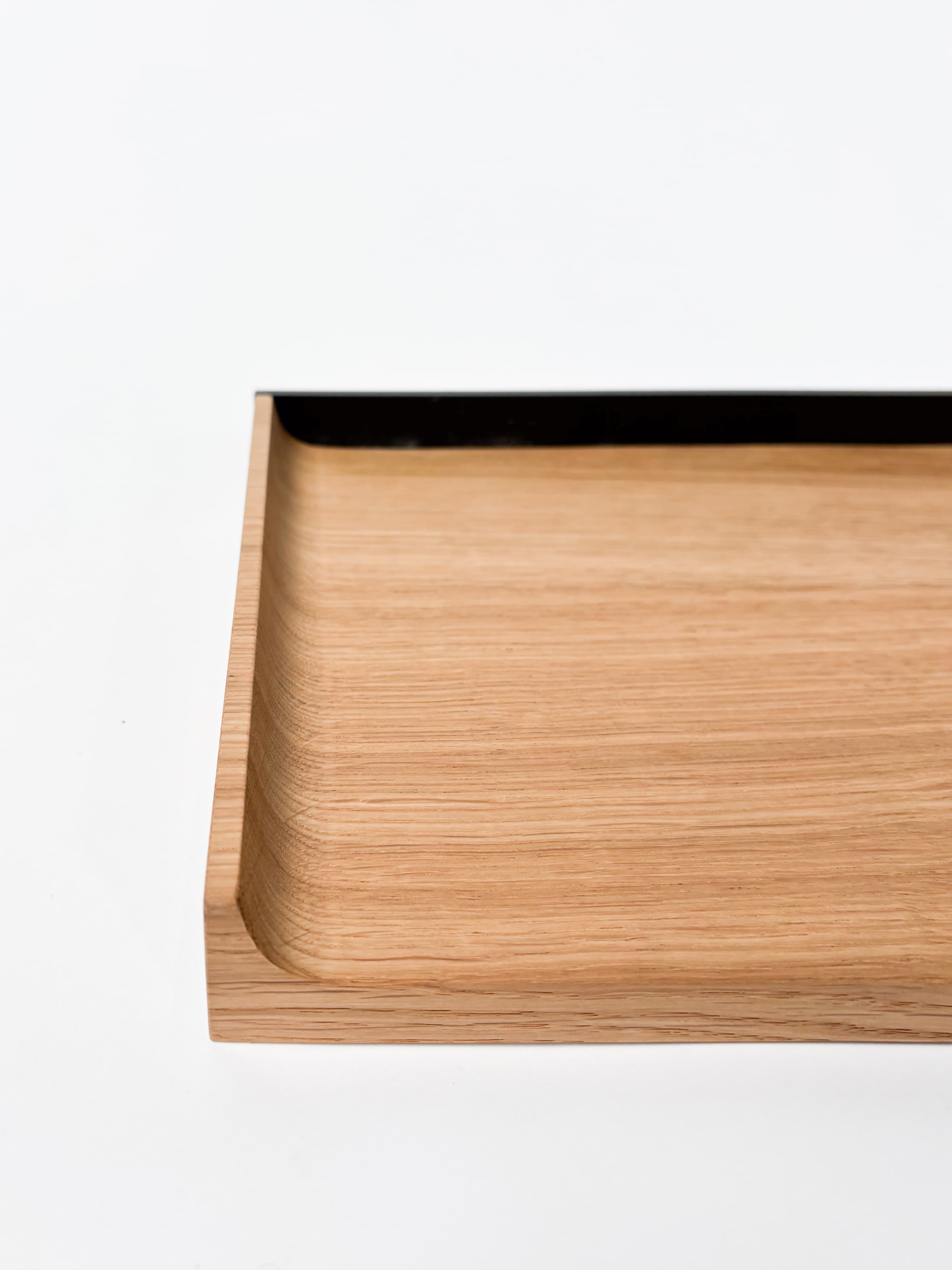 CRUSO Natural Oak Shelf with Black Metal Mount - 30cm-3