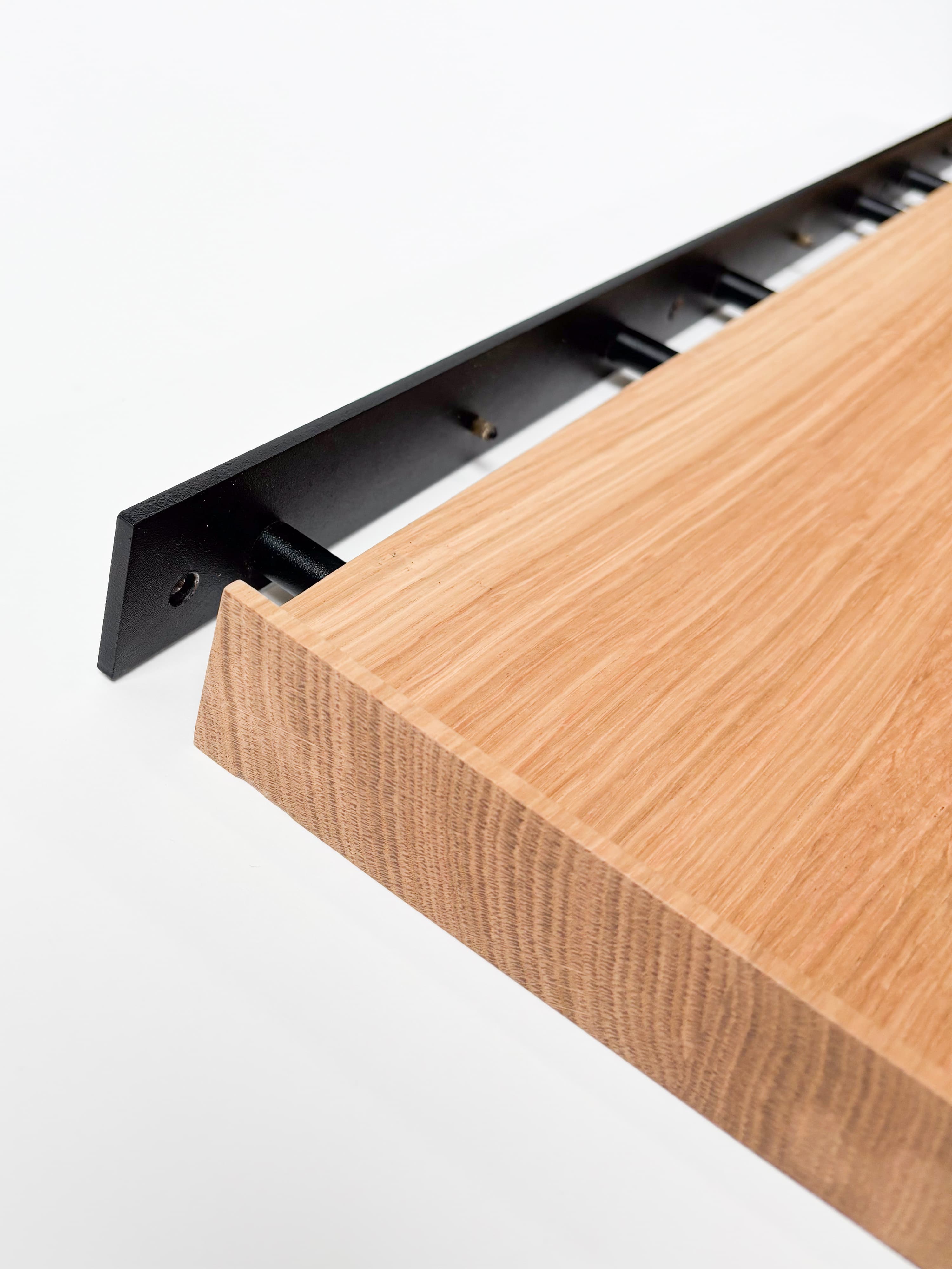 CRUSO Natural Oak Shelves with Black Support - 90cm-4