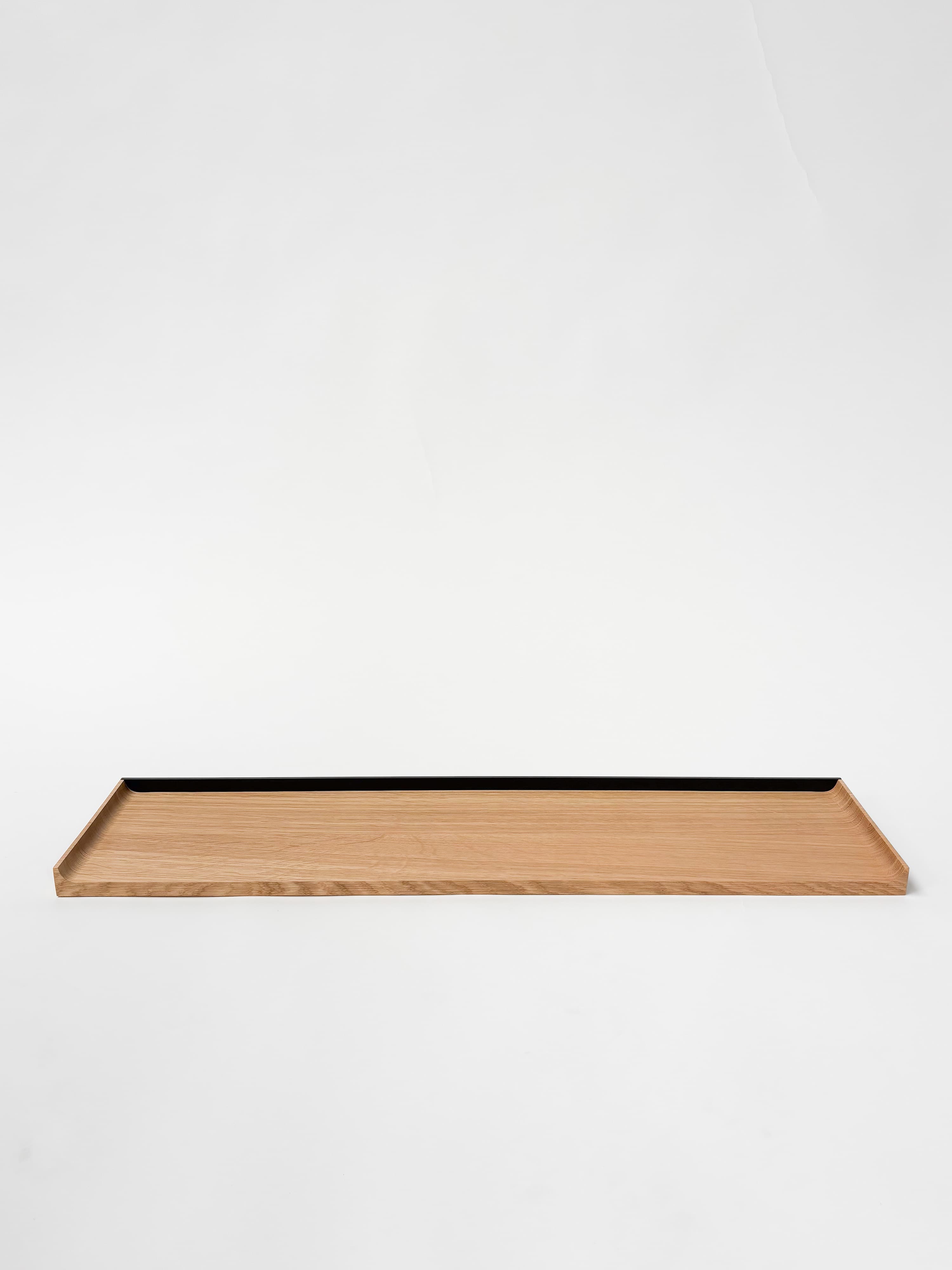 CRUSO Natural Oak Shelves with Black Support - 90cm-1