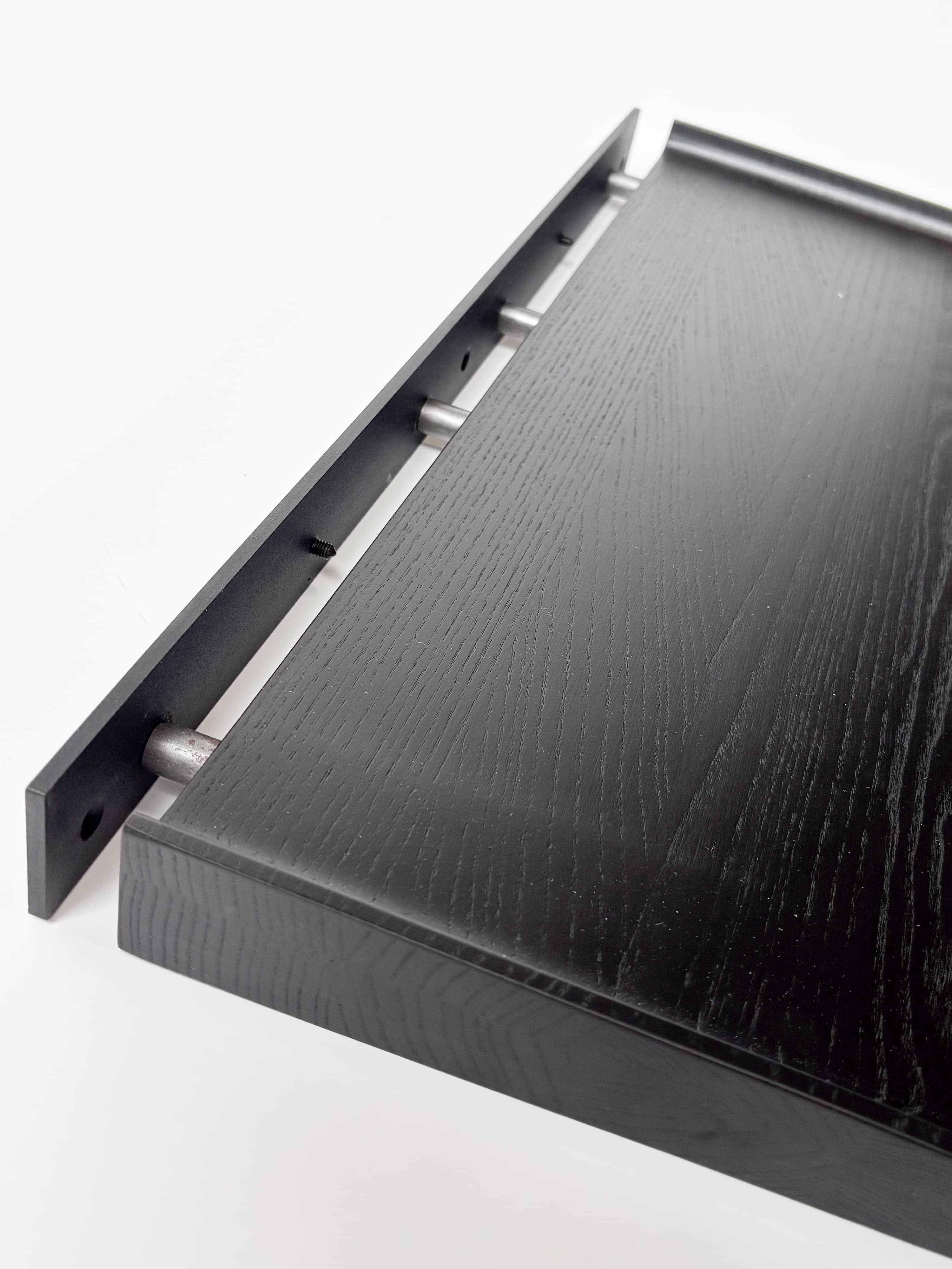CRUSO Zwart Eiken Planken met Zwarte Steun - 60cm-4