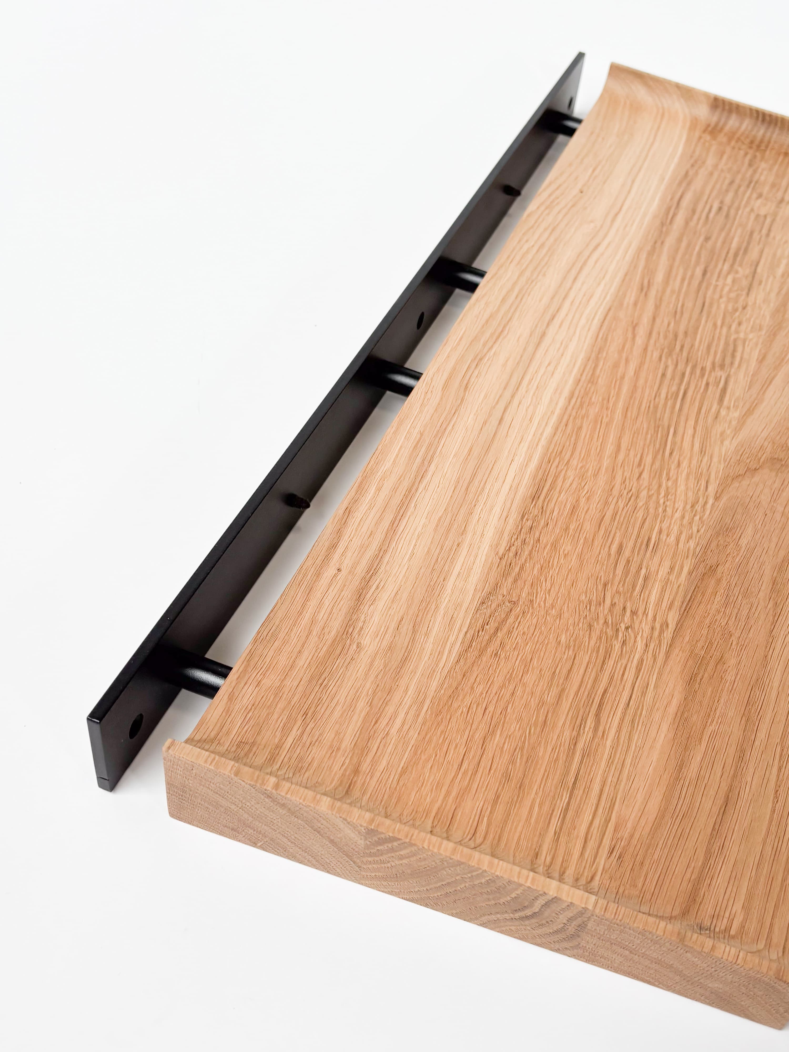 CRUSO Natural Oak Shelves with Black Support - 60cm-5
