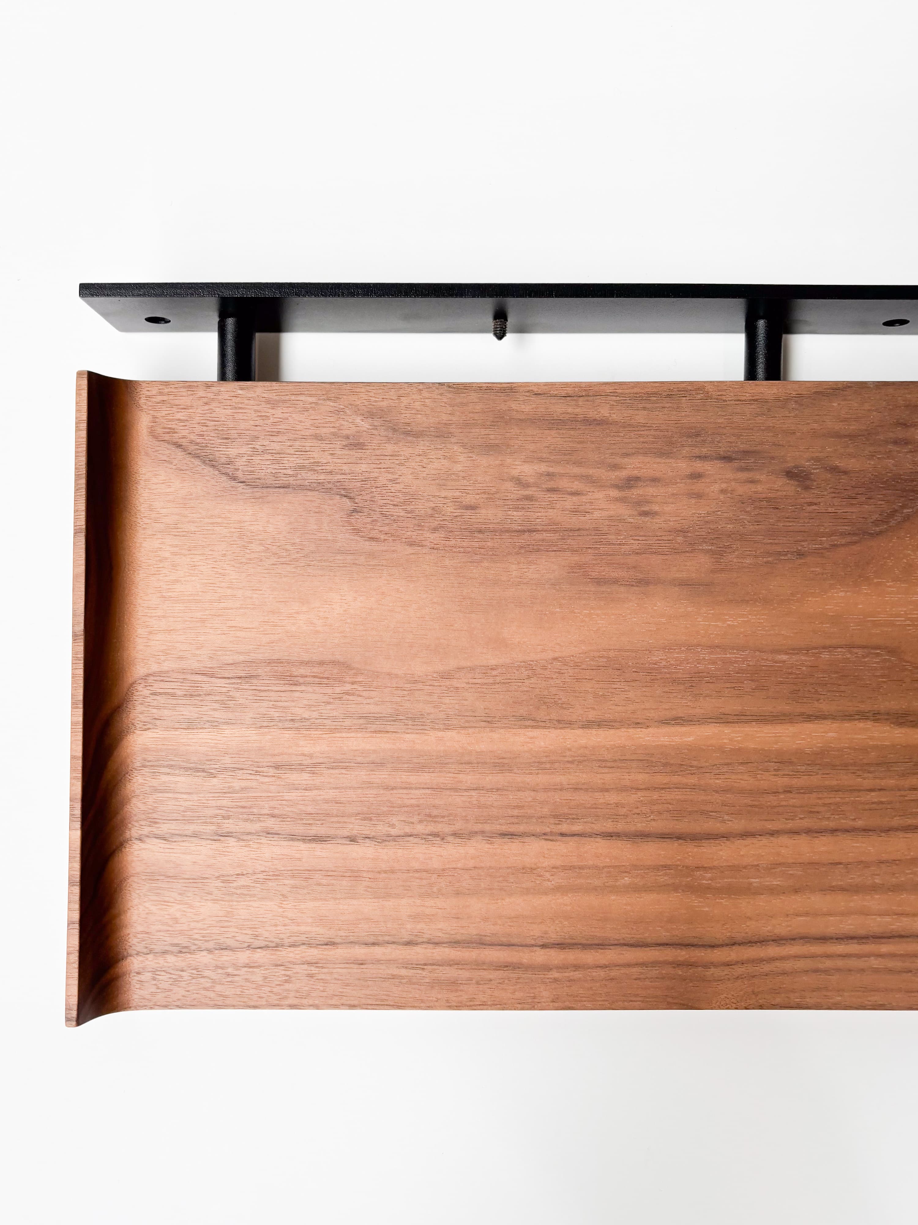 CRUSO Walnut Brown Wooden Shelf with Black Metal Mount - 60cm-4