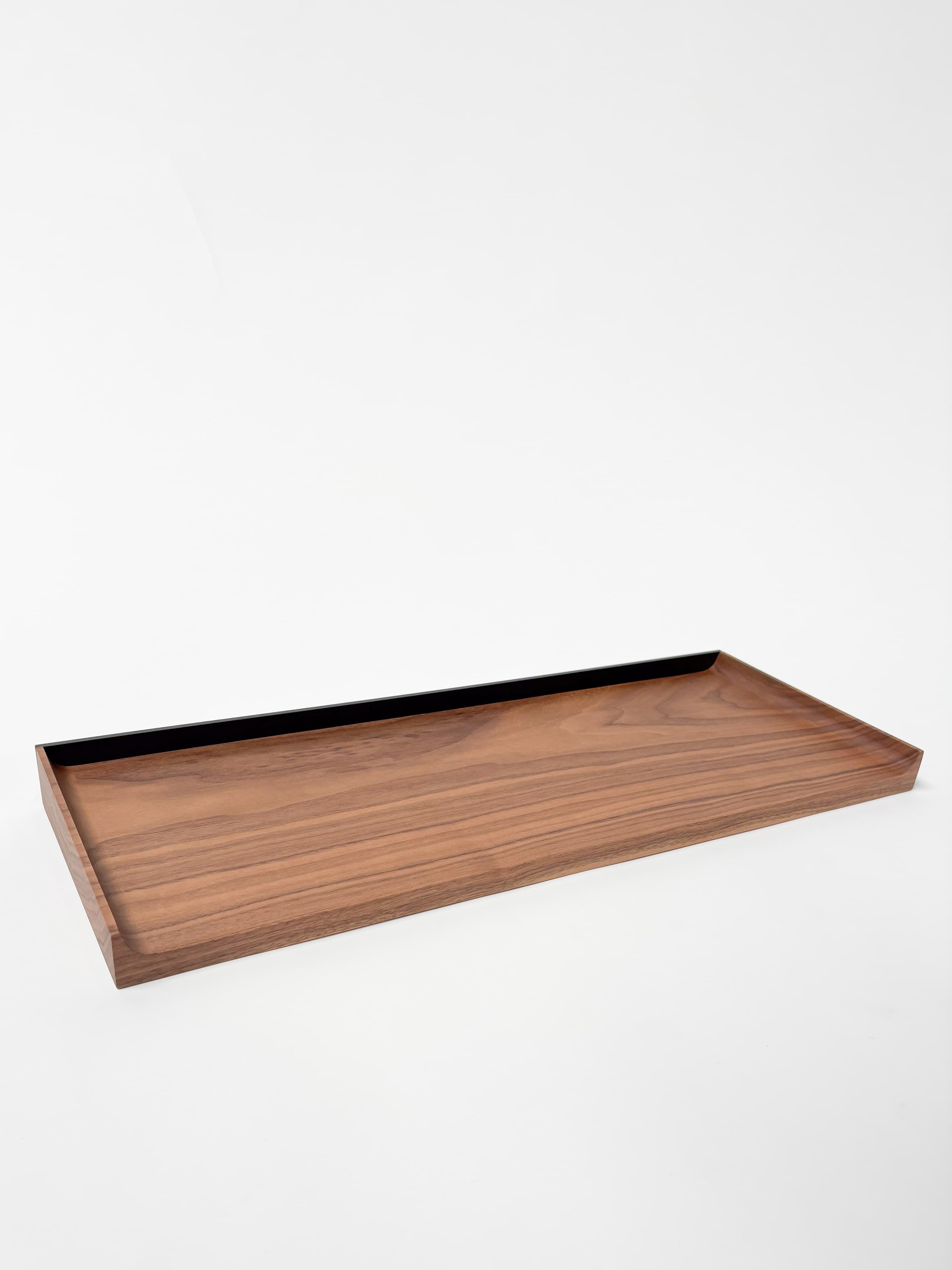 CRUSO Walnut Brown Wooden Shelf with Black Metal Mount - 60cm-0