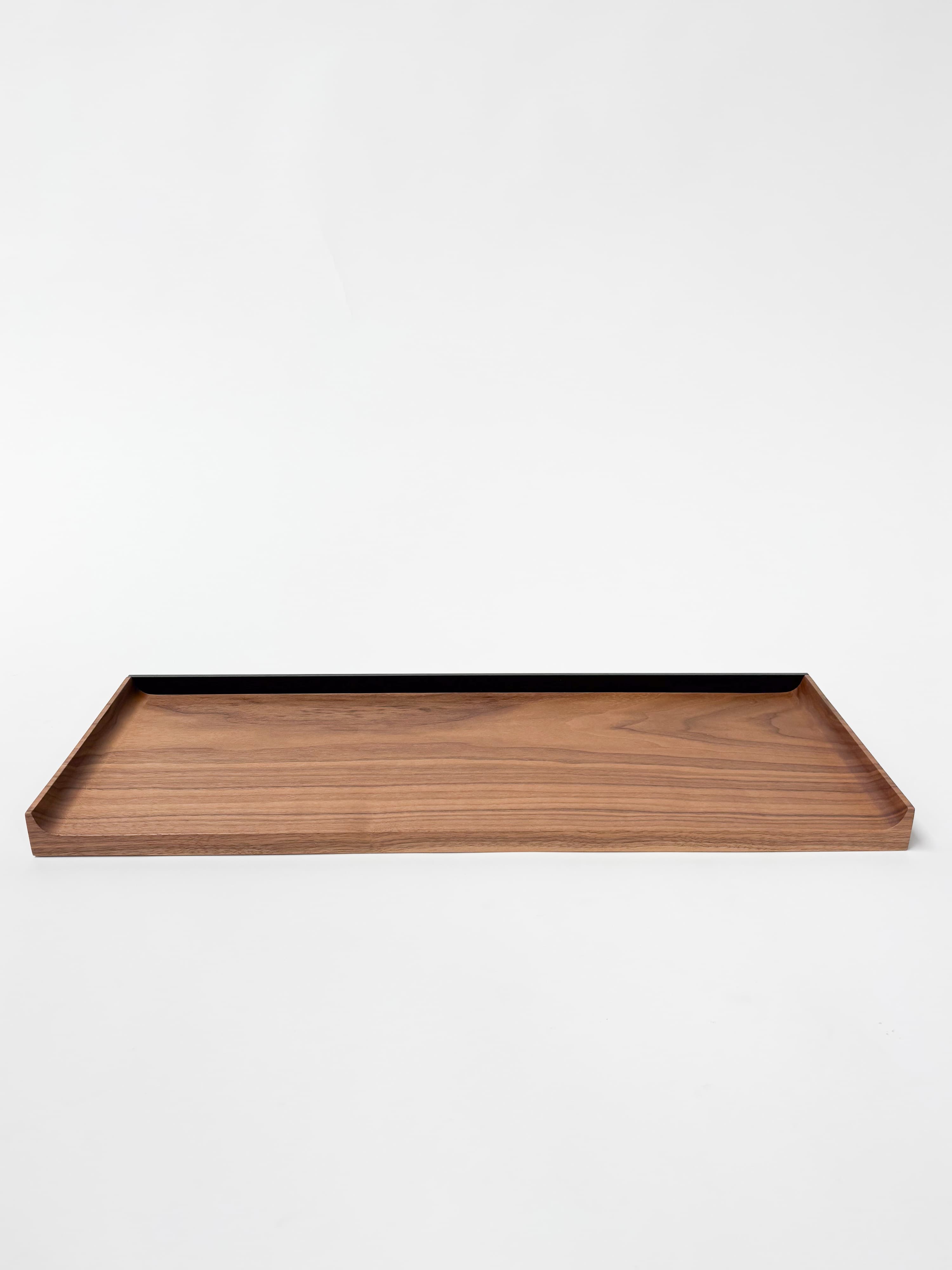 CRUSO Walnut Brown Wooden Shelf with Black Metal Mount - 60cm-1