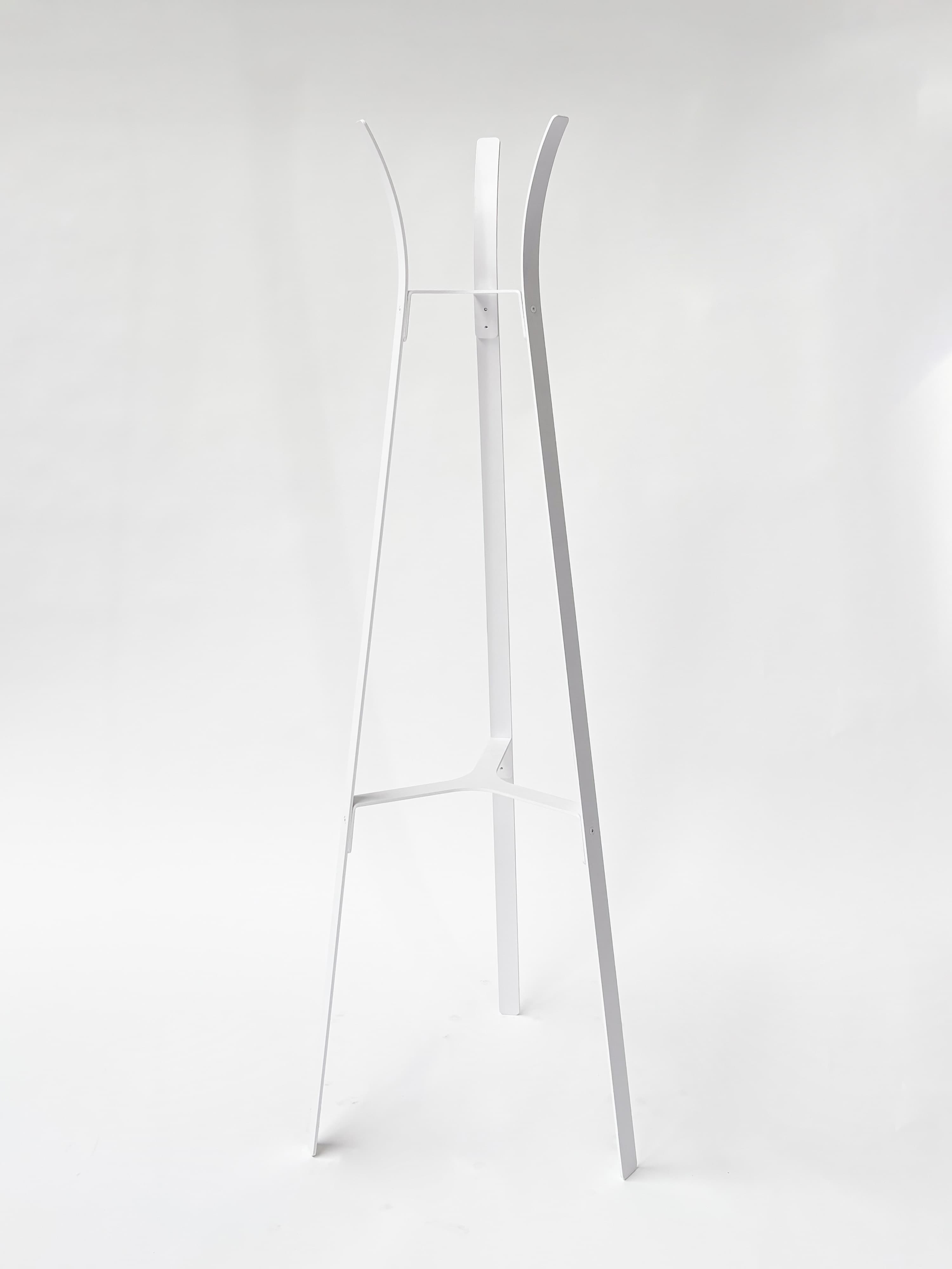 CRUSO White Metal Coat Stand with key holder-1