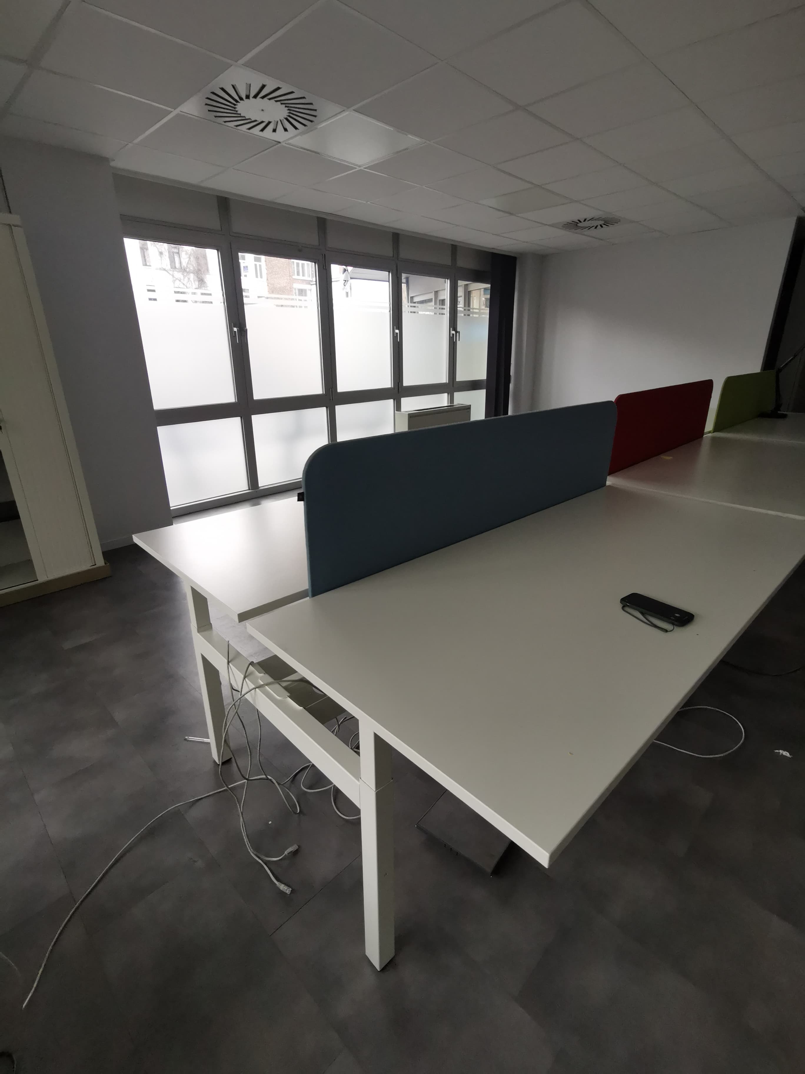 180x160cm White bench duo desk without divider-0