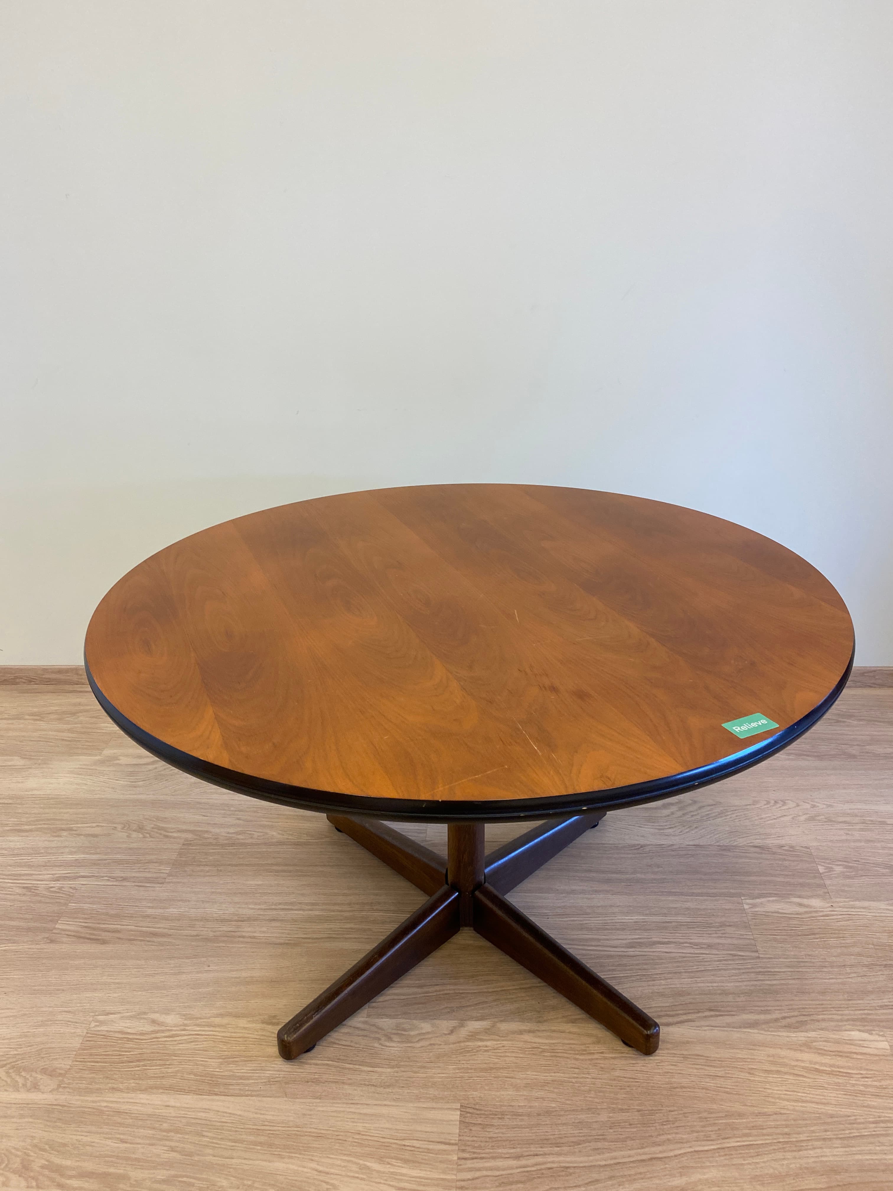 120cm Dark wooden vintage round table-0