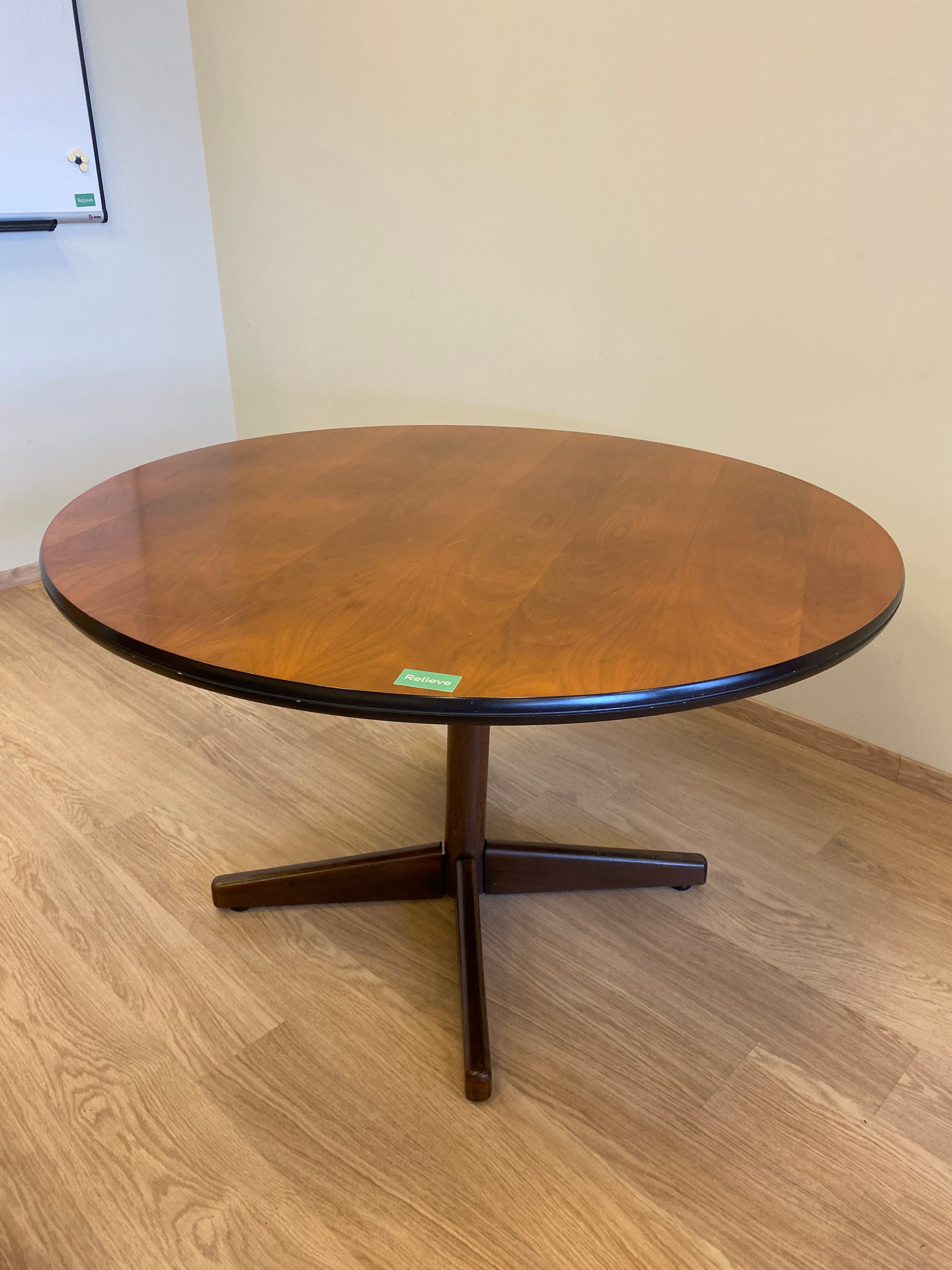120cm Dark wooden vintage round table-1