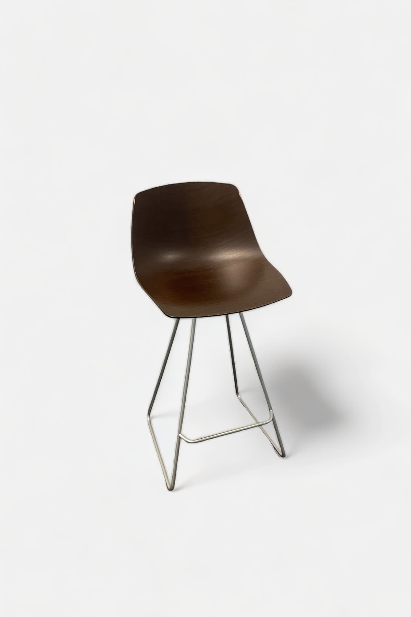 Brown kitchen stool on metallic legs-0