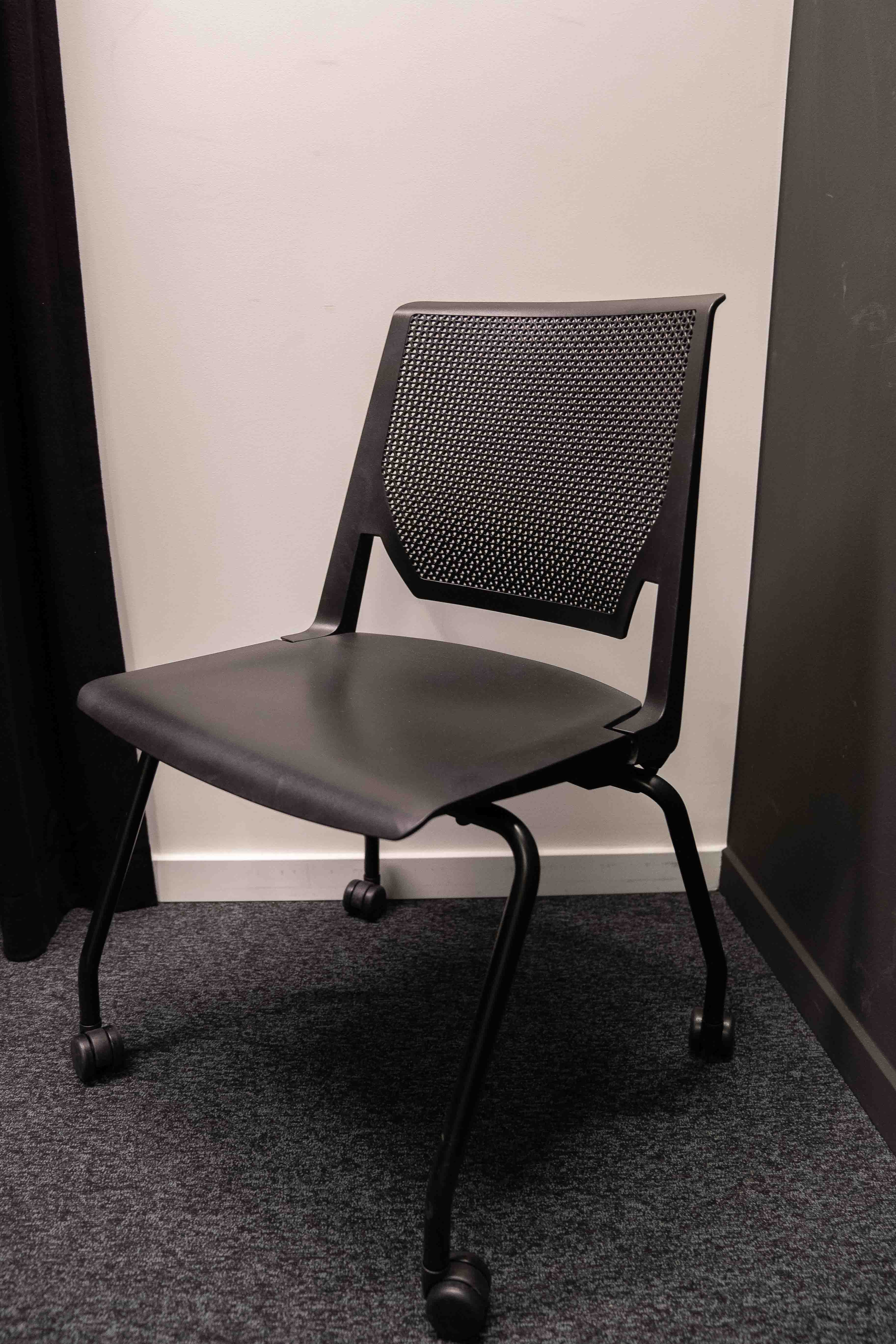 Haworth Black Mesh Office Chair with Lumbar Support on wheels-1