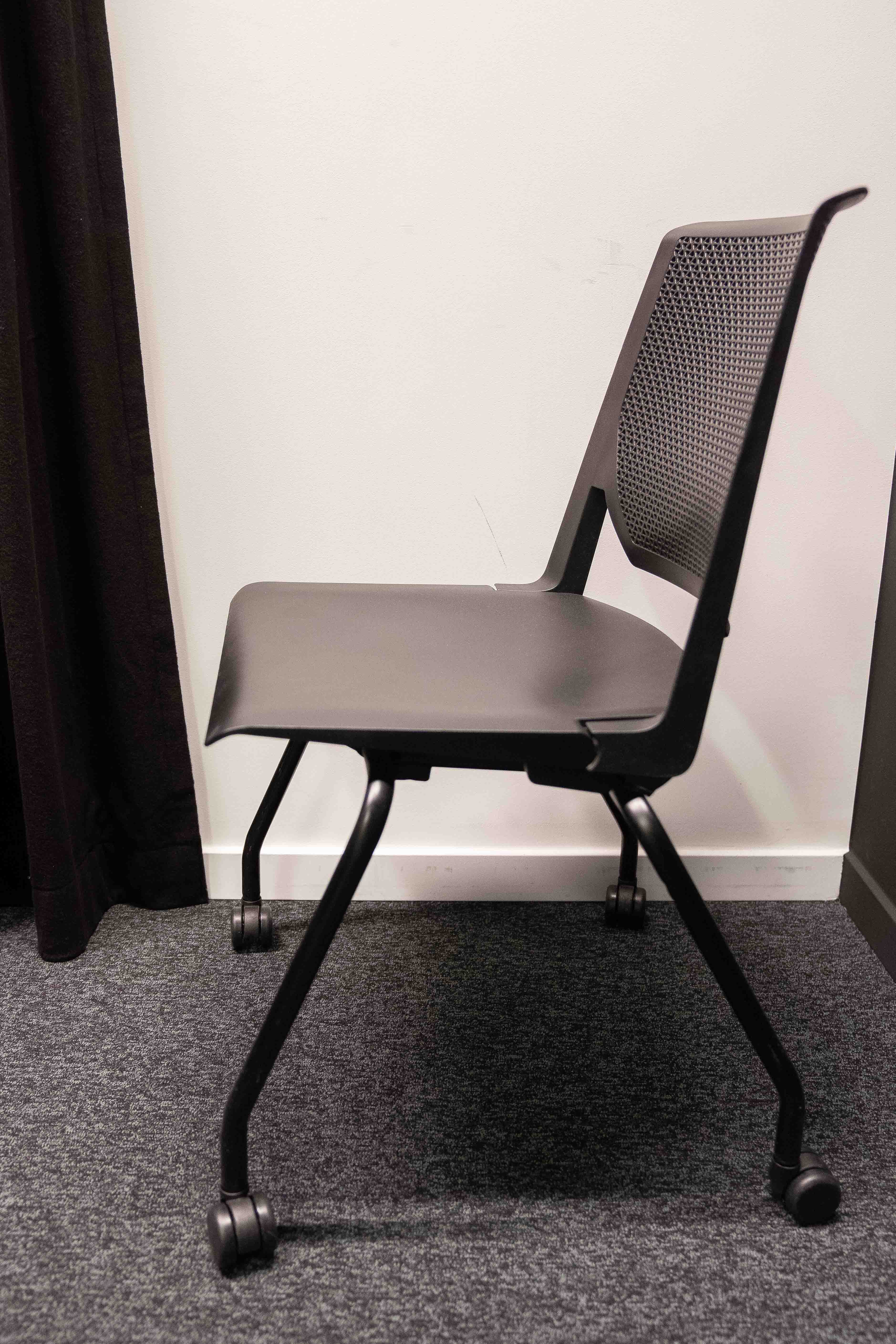 Haworth Black Mesh Office Chair with Lumbar Support on wheels-4