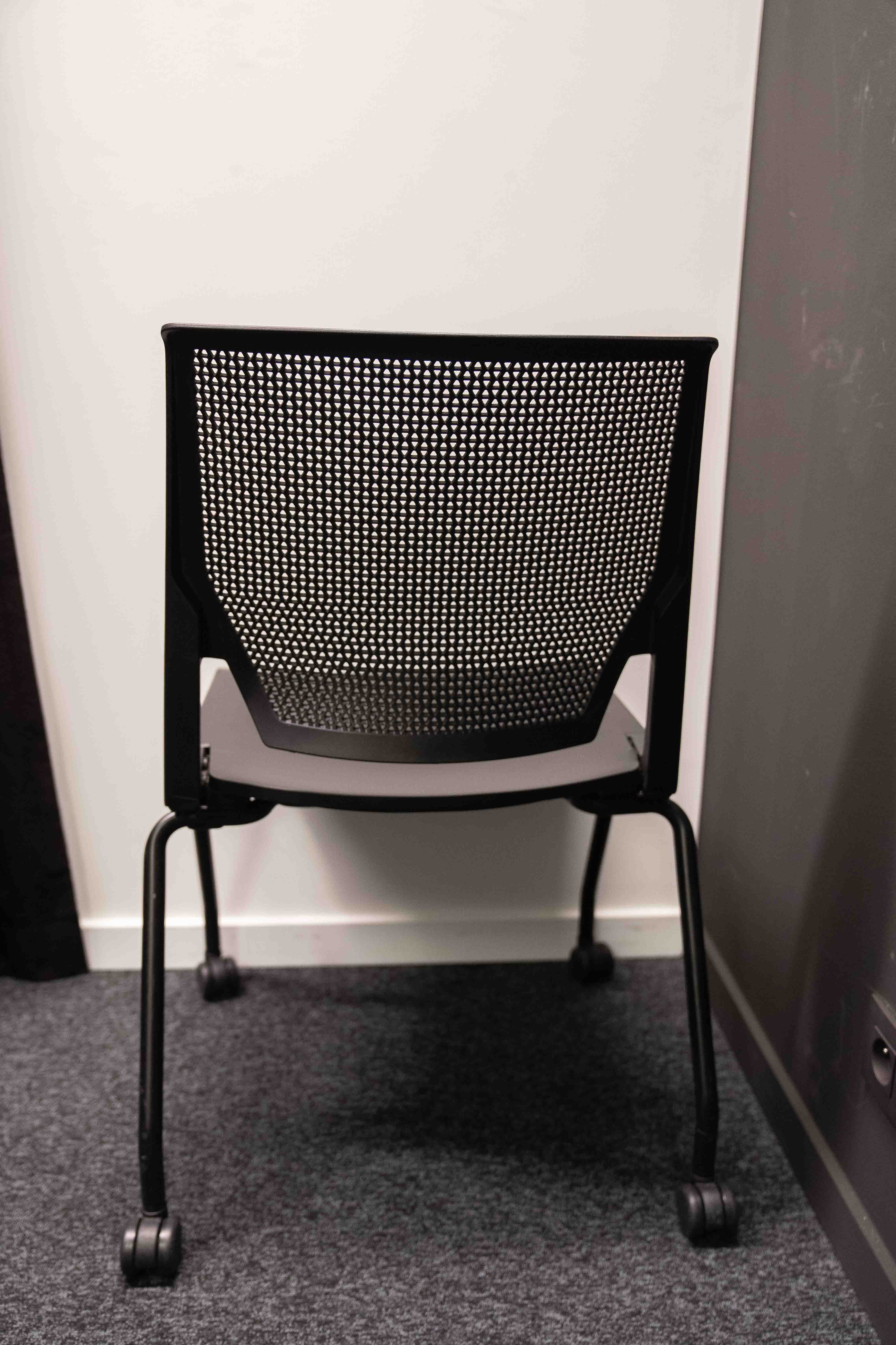 Haworth Black Mesh Office Chair with Lumbar Support on wheels-3