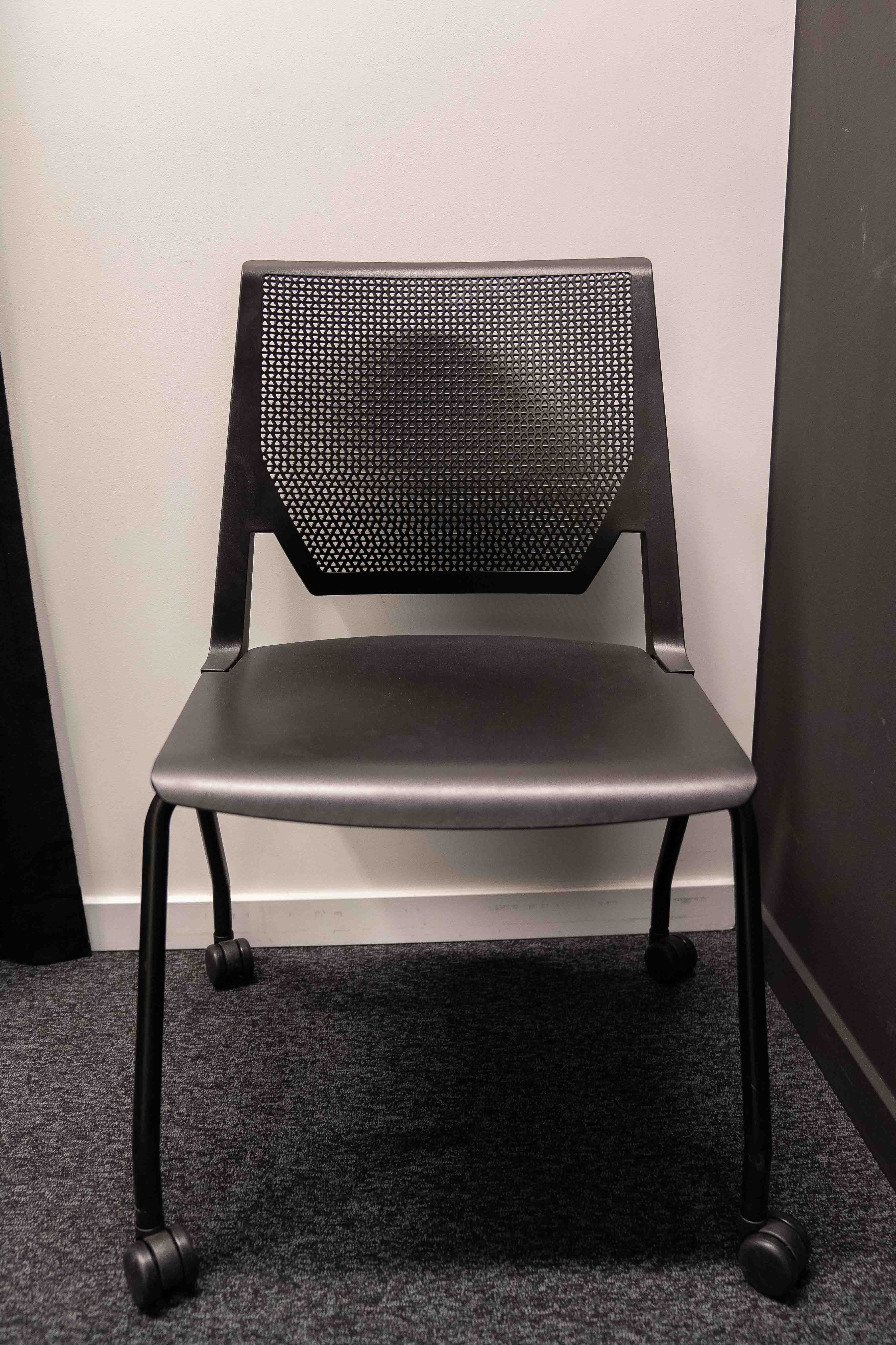 Haworth Black Mesh Office Chair with Lumbar Support on wheels-2
