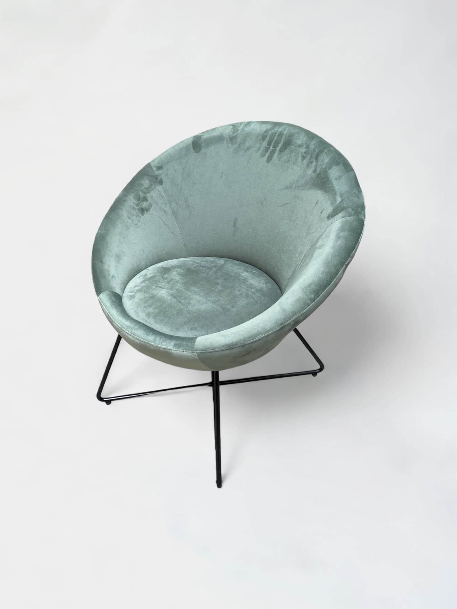 Sage Green Velvet Accent Chair with Metal Legs-0