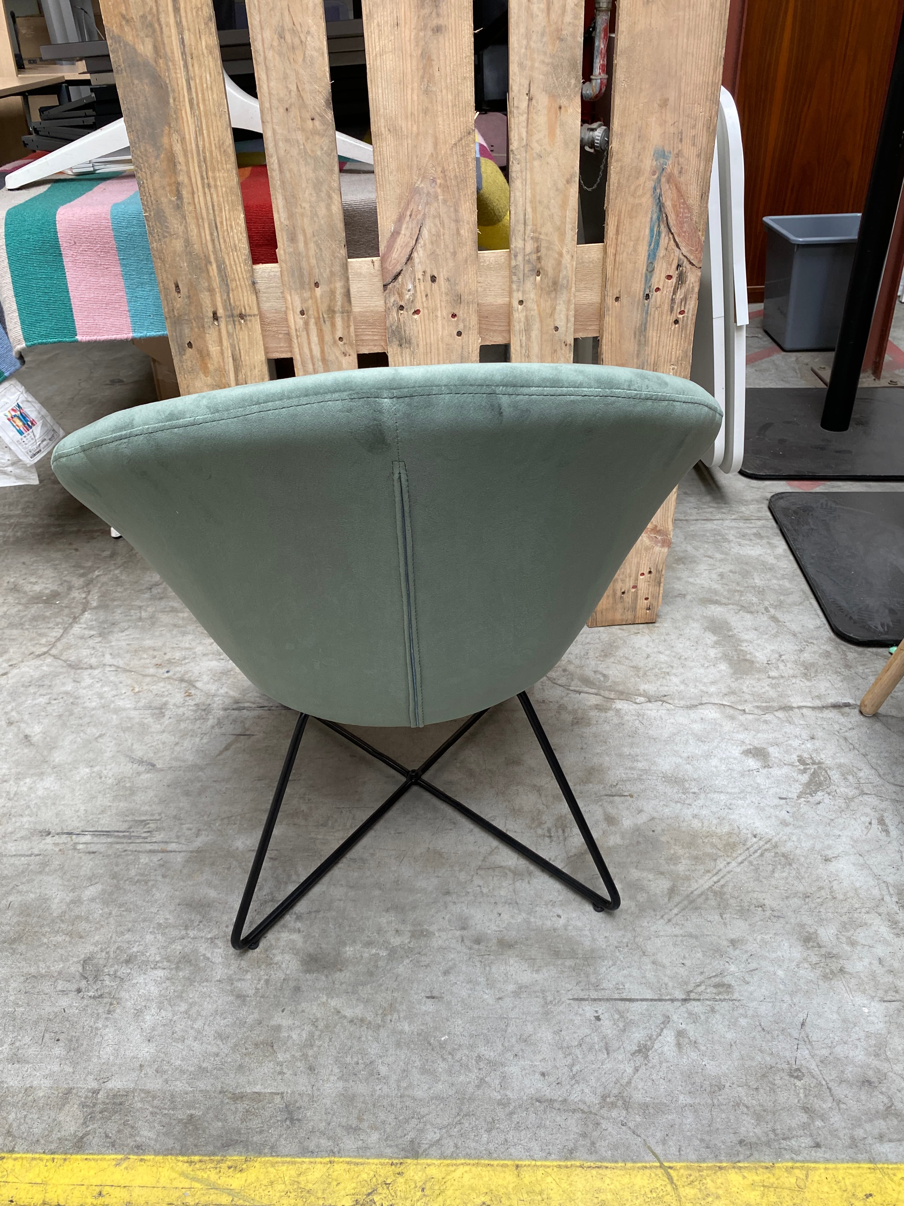 Sage Green Velvet Accent Chair with Metal Legs-2