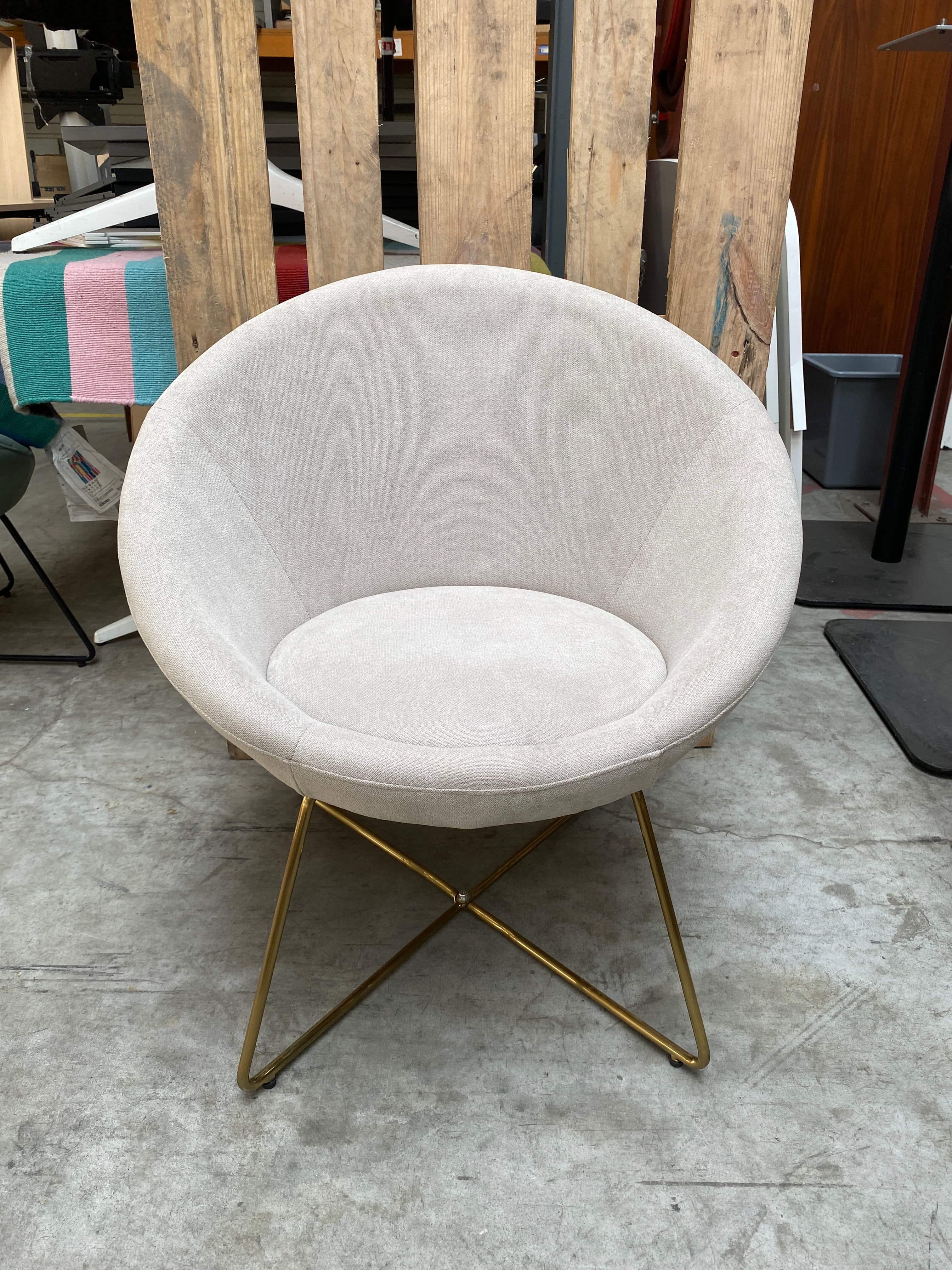 Light Grey Velvet Accent Chair with Gold Metal Legs-3