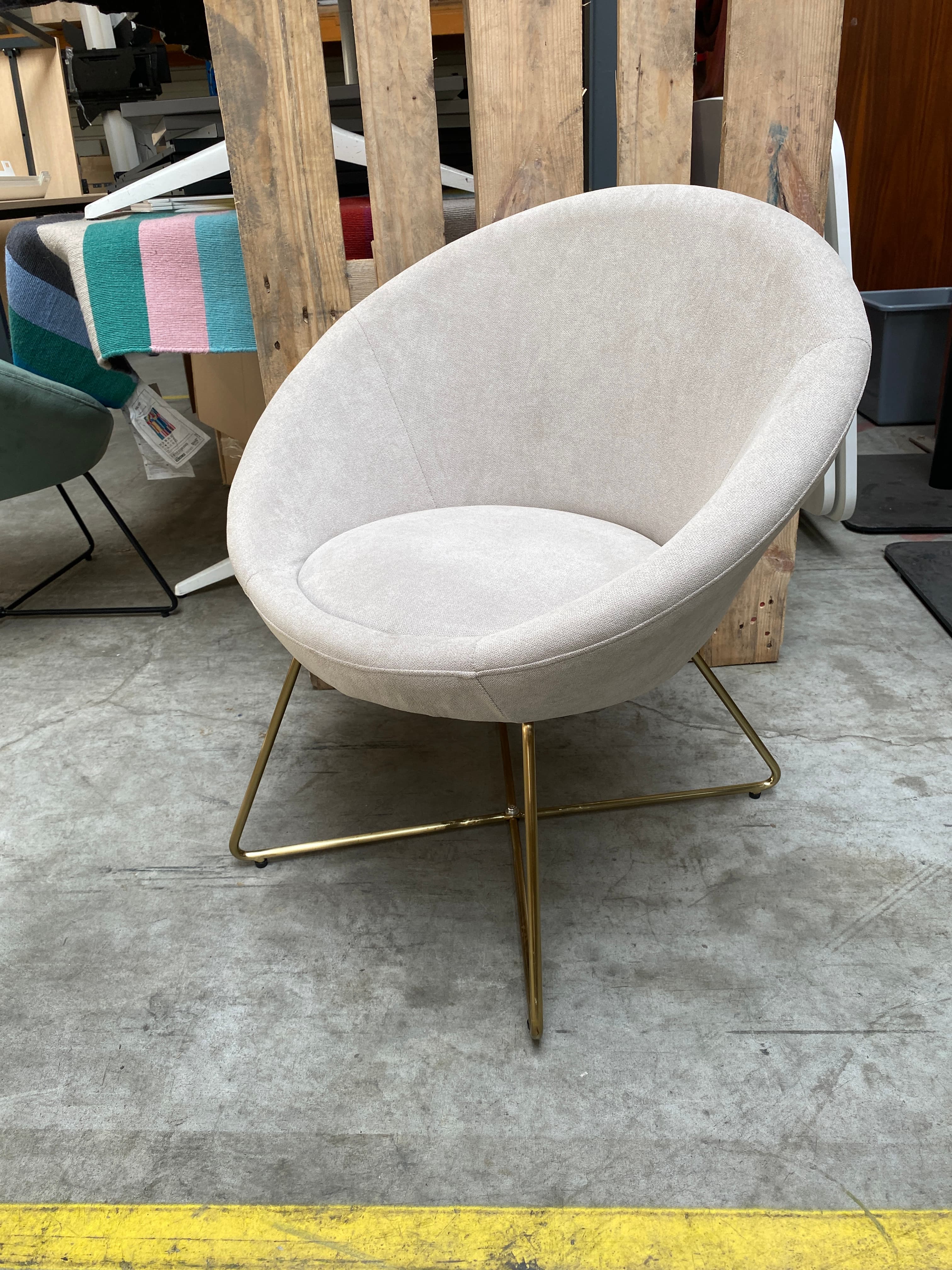 Light Grey Velvet Accent Chair with Gold Metal Legs-1