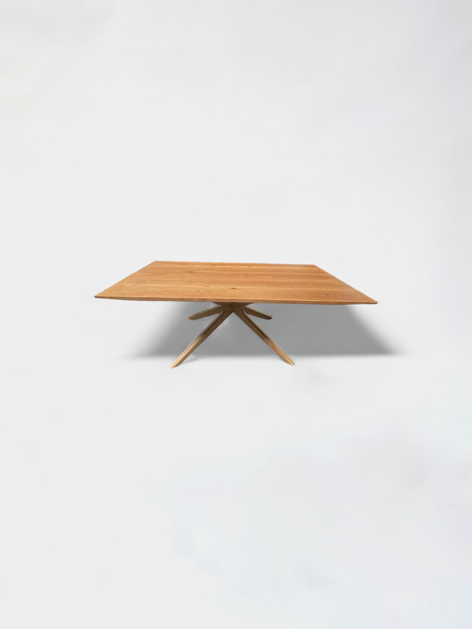 Natural wood Oak MidCentury Modern Dining Table with Angled Legs-0