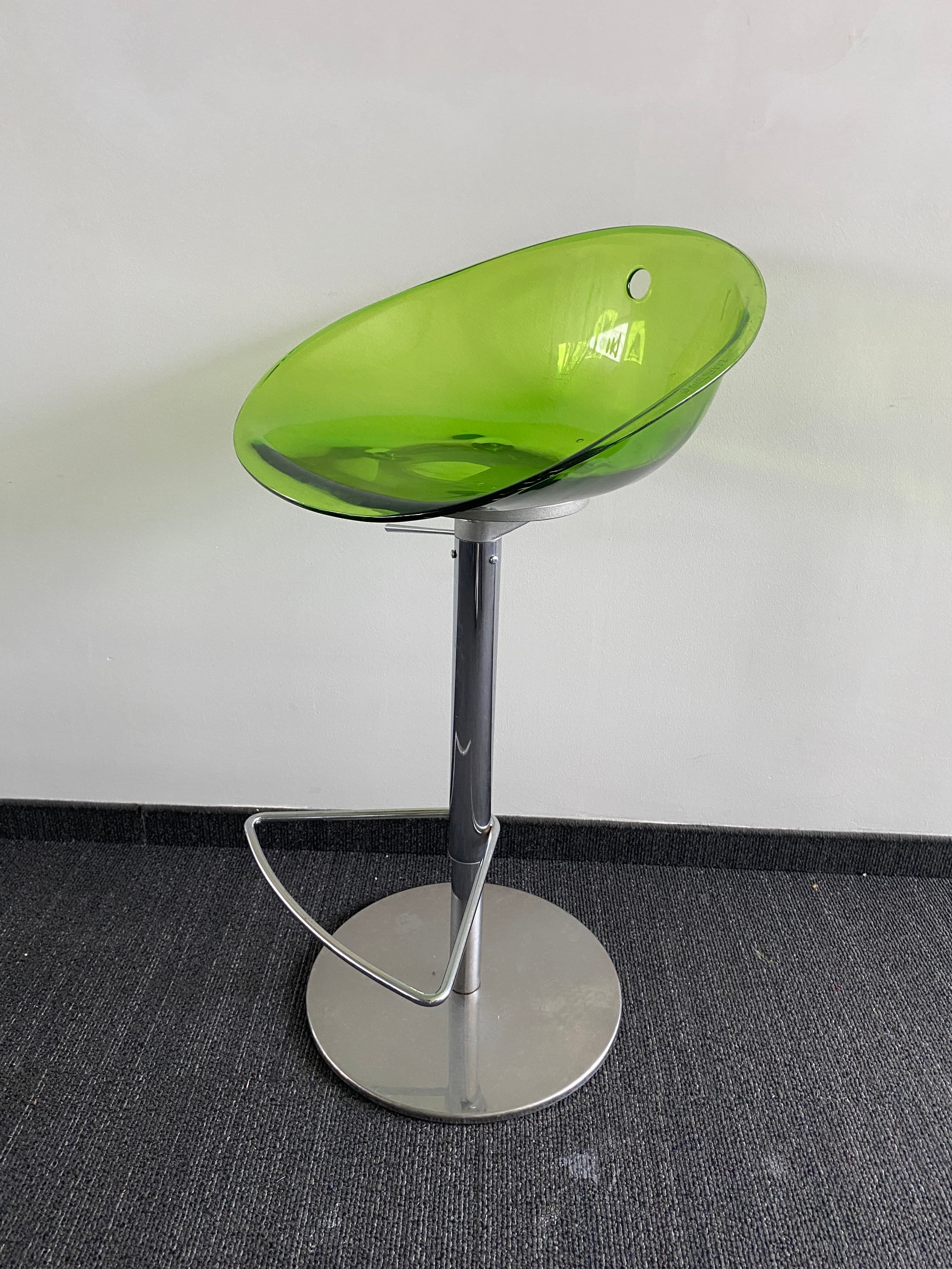 Pedrali Lime Green Acrylic Bar Stool with Adjustable Chrome Base-1