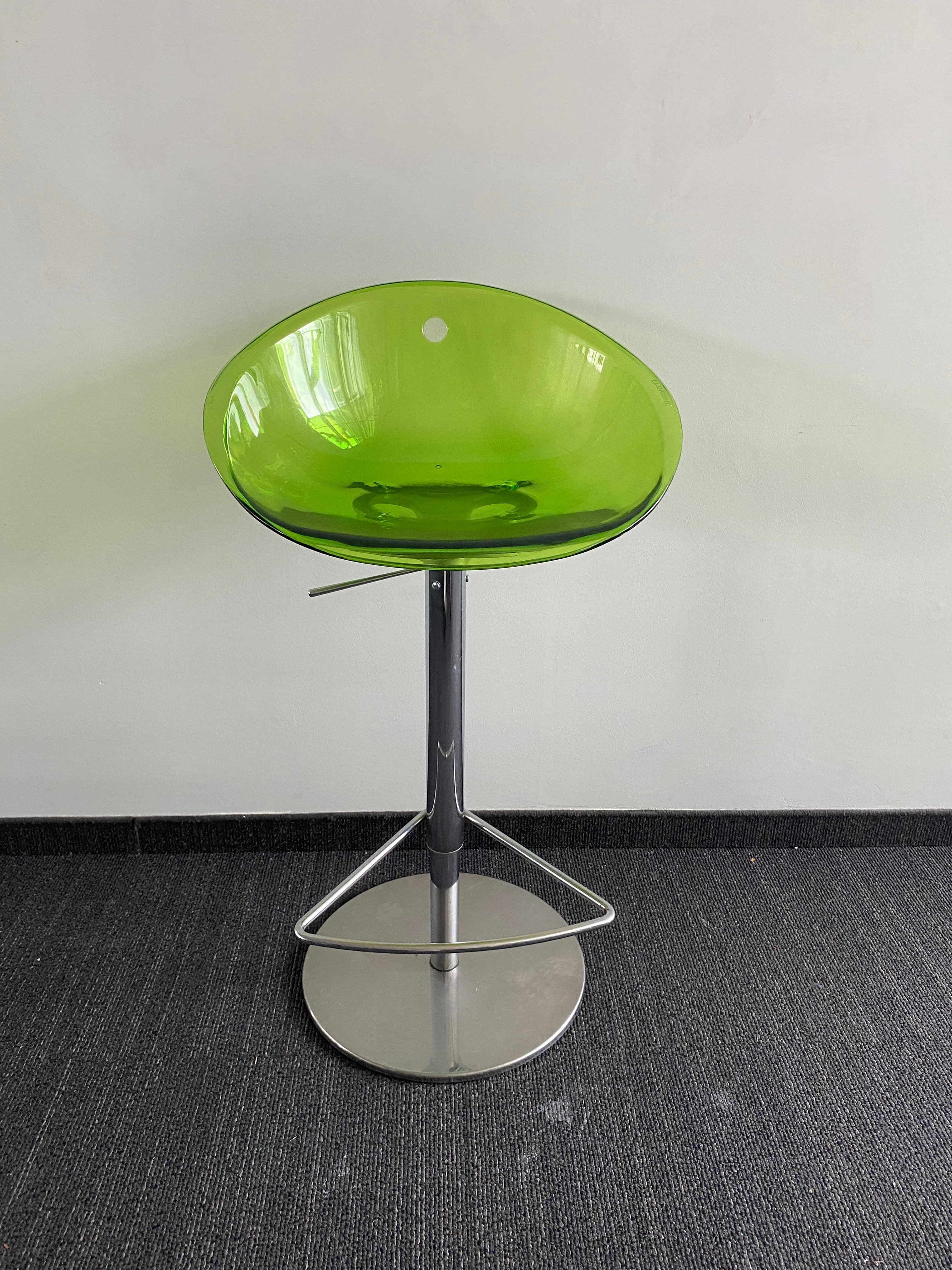 Pedrali Lime Green Acrylic Bar Stool with Adjustable Chrome Base-2