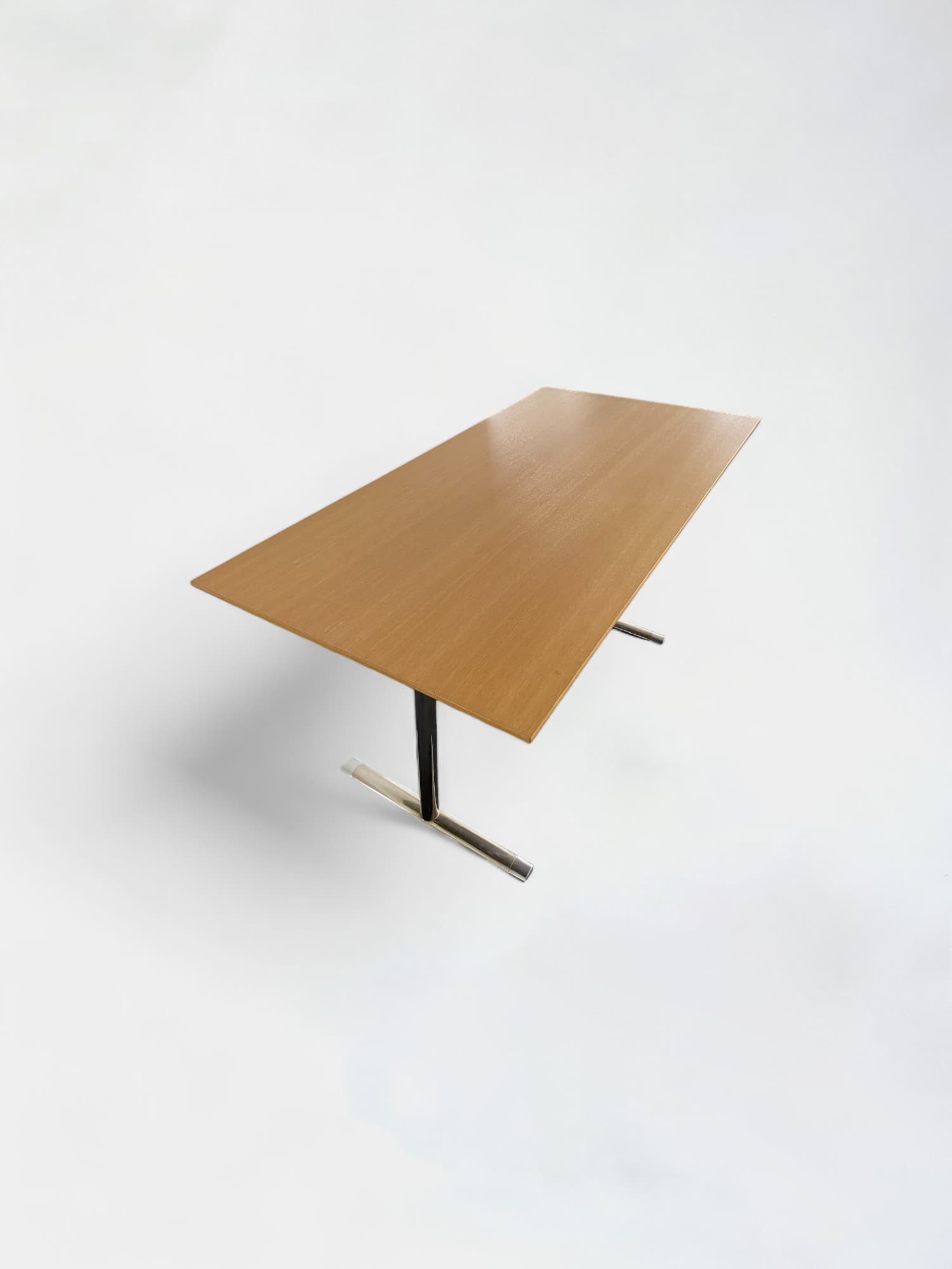 HOWE Foldable Natural Oak Finish Metal Office Desk with Sturdy Silver Legs with top access-0